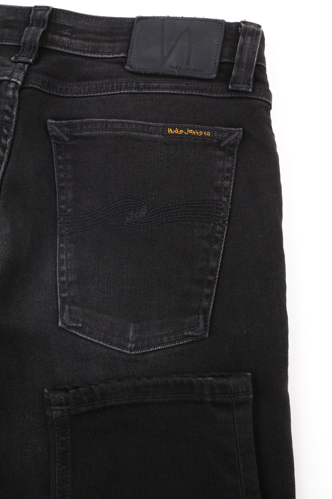 NUDIE JEANS Skinny Lin Men Jeans W29/L32 Black Habit Washed Dark Denim Logo