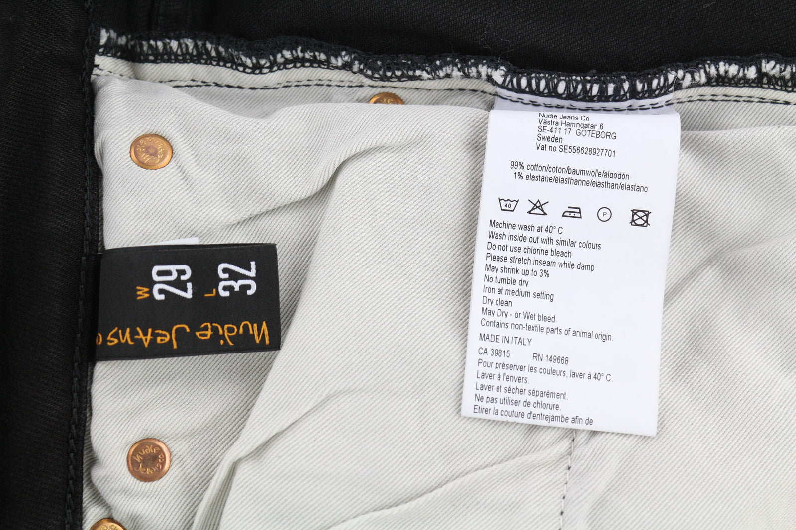 NUDIE JEANS Skinny Lin Men Jeans W29/L32 Black Habit Washed Dark Denim Logo