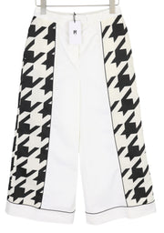 PT TORINO Mia Women Trousers 44 W28 White Flared Leg Patterned Ankle Length Zip