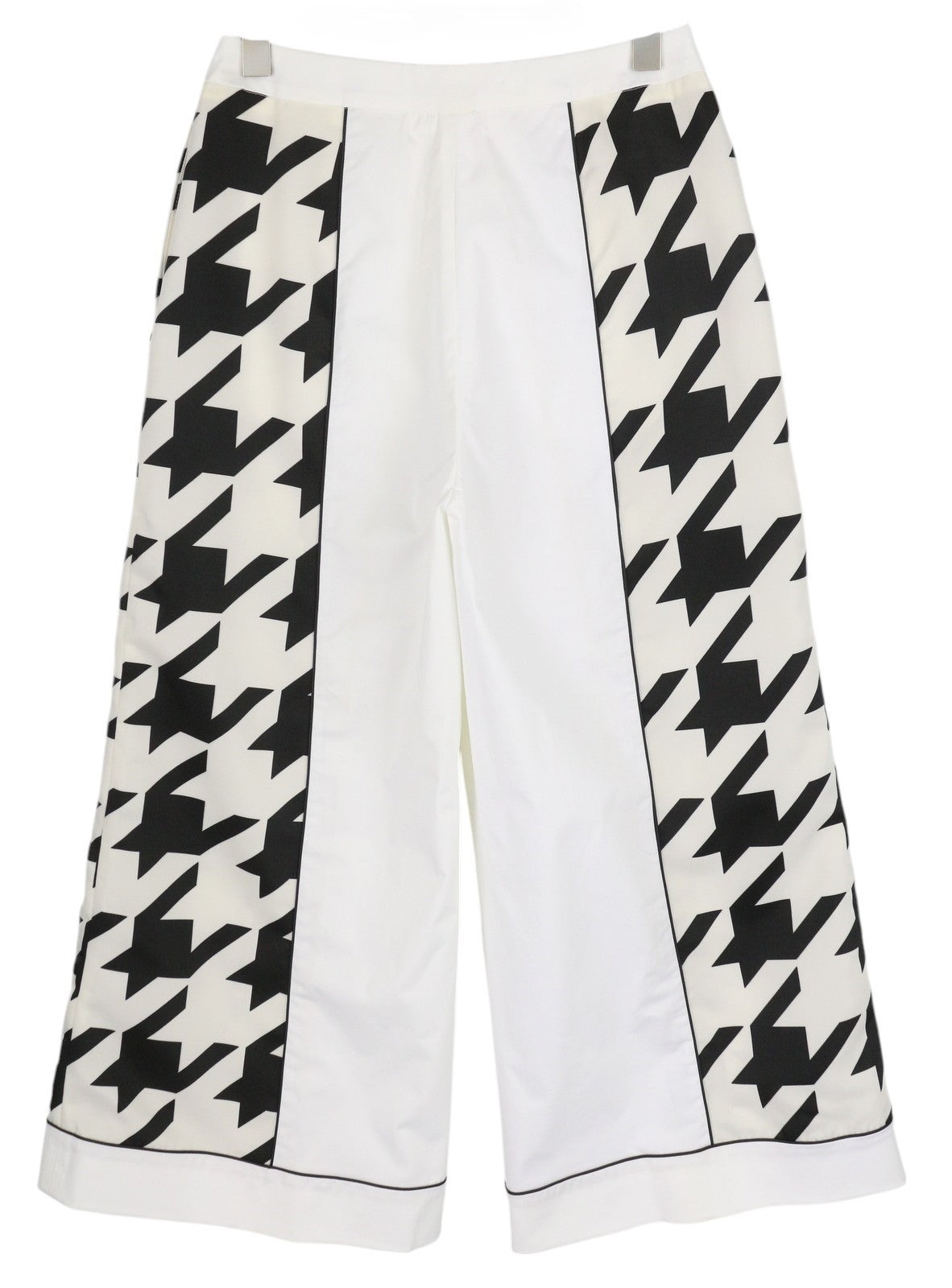 PT TORINO Mia Women Trousers 44 W28 White Flared Leg Patterned Ankle Length Zip