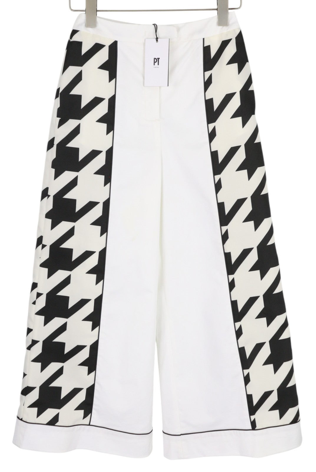 PT TORINO Mia Women Trousers 40 W25 White Flared Leg Patterned Ankle Length