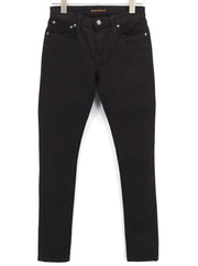 NUDIE JEANS Skinny Lin Men Jeans W28/L32 Black Black Zipper Dark Denim Logo