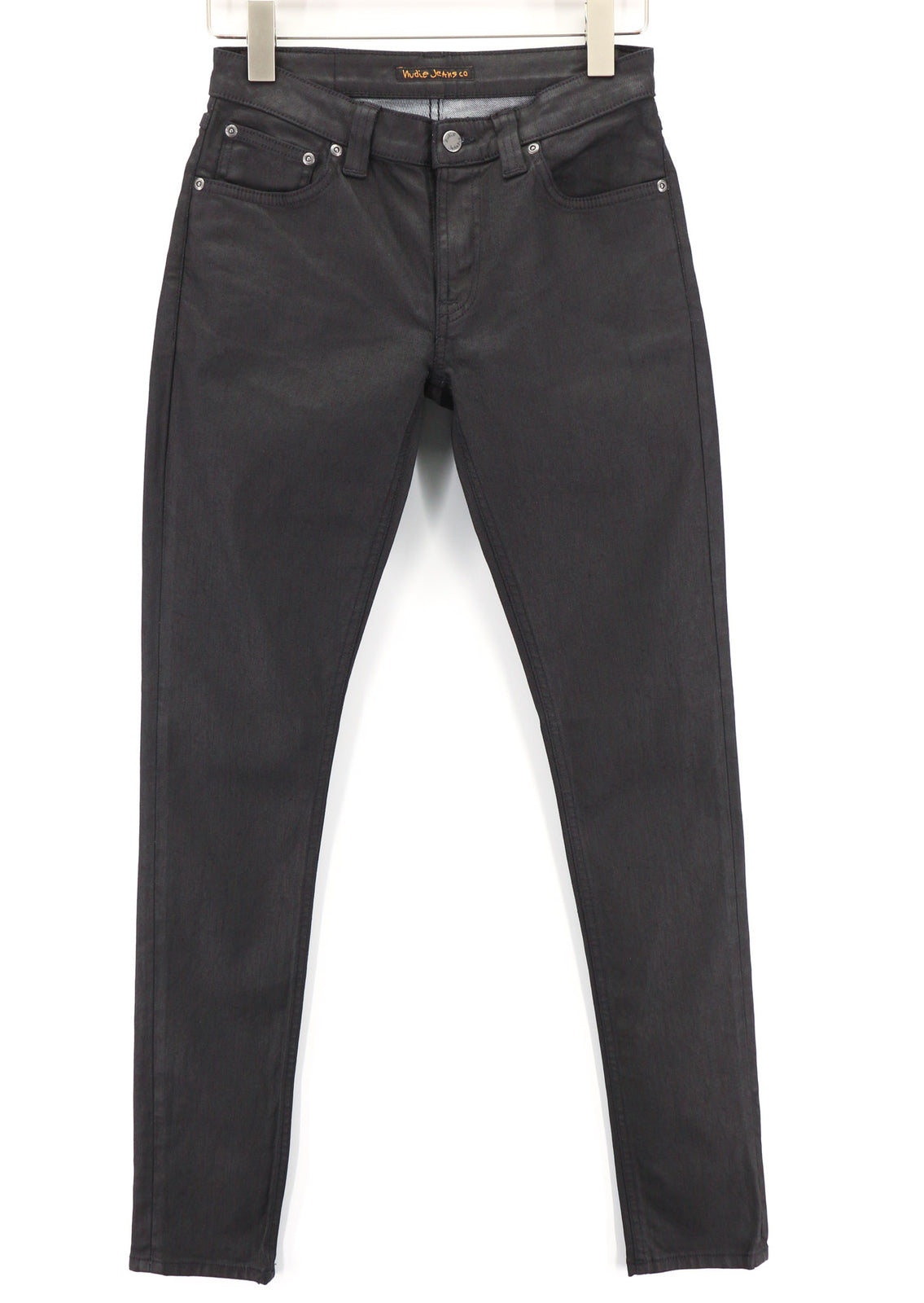 NUDIE JEANS Skinny Lin Men Jeans W29/L34 Black In Black Organic Cotton Coated