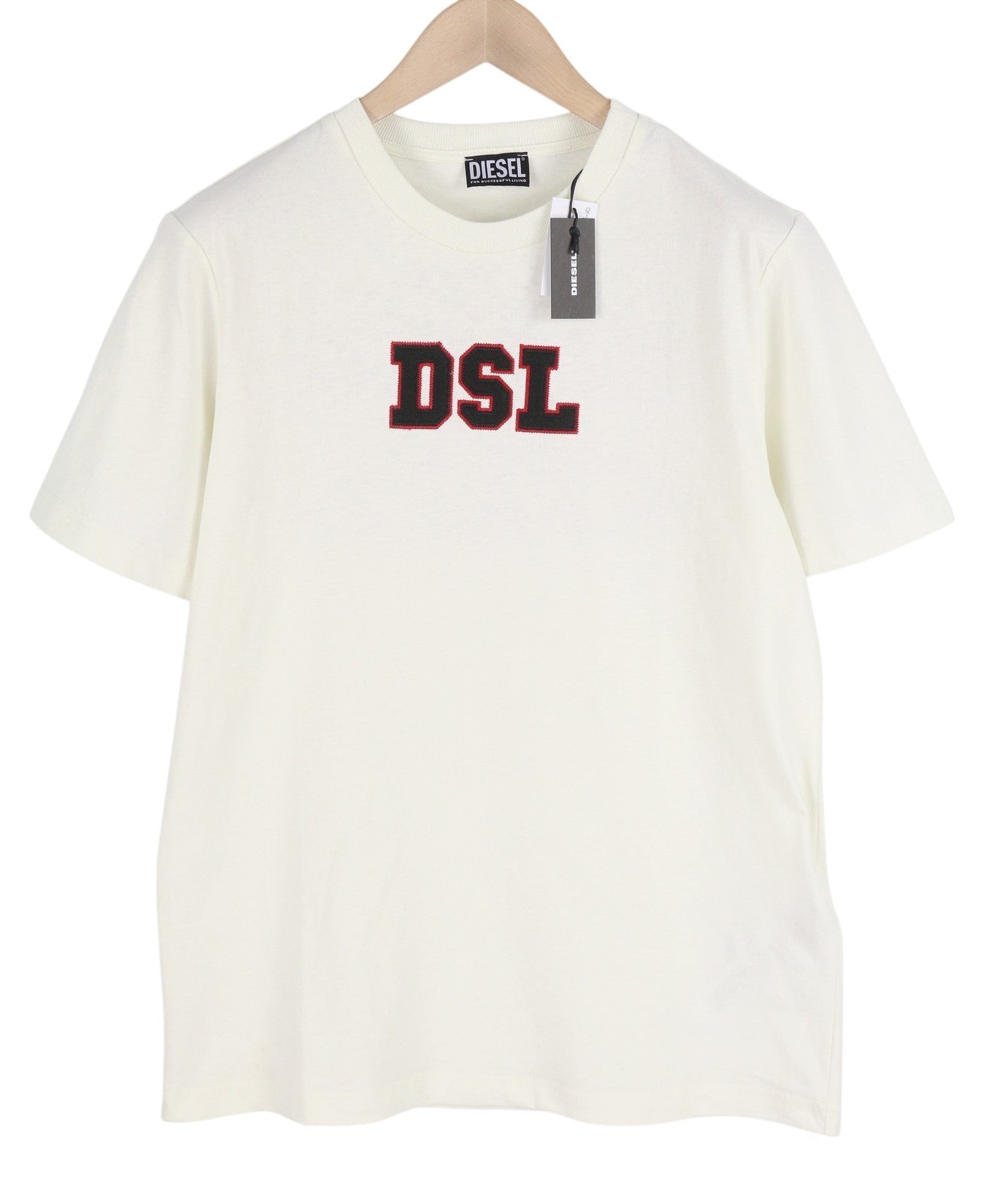 DIESEL T-Just-B85 Men T-Shirt M Off White Short Sleeved Crew Neck Tricot Logo