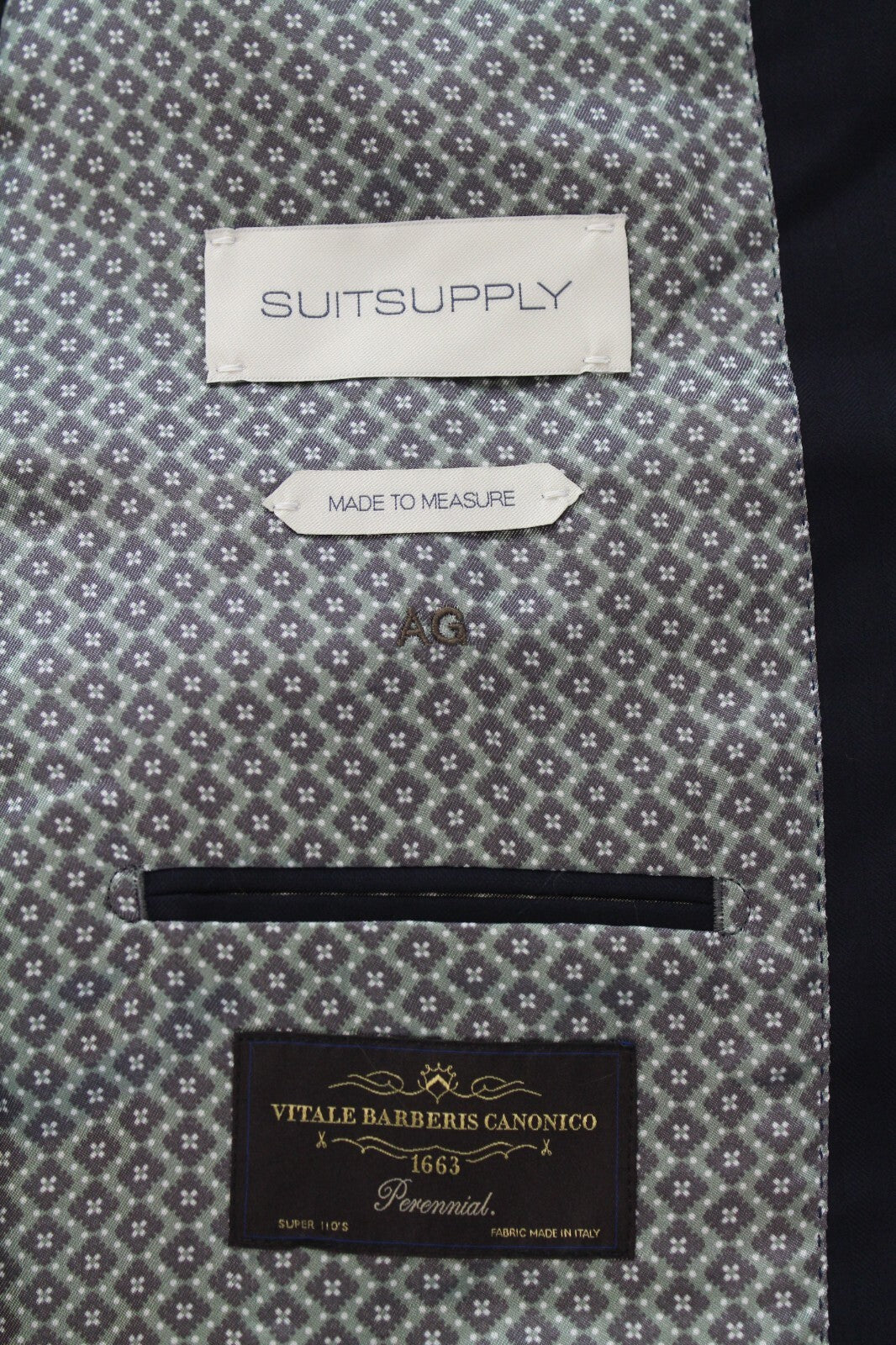SUITSUPPLY Lazio Blazer UK38 Men's Navy Wool Vented Single-Breasted