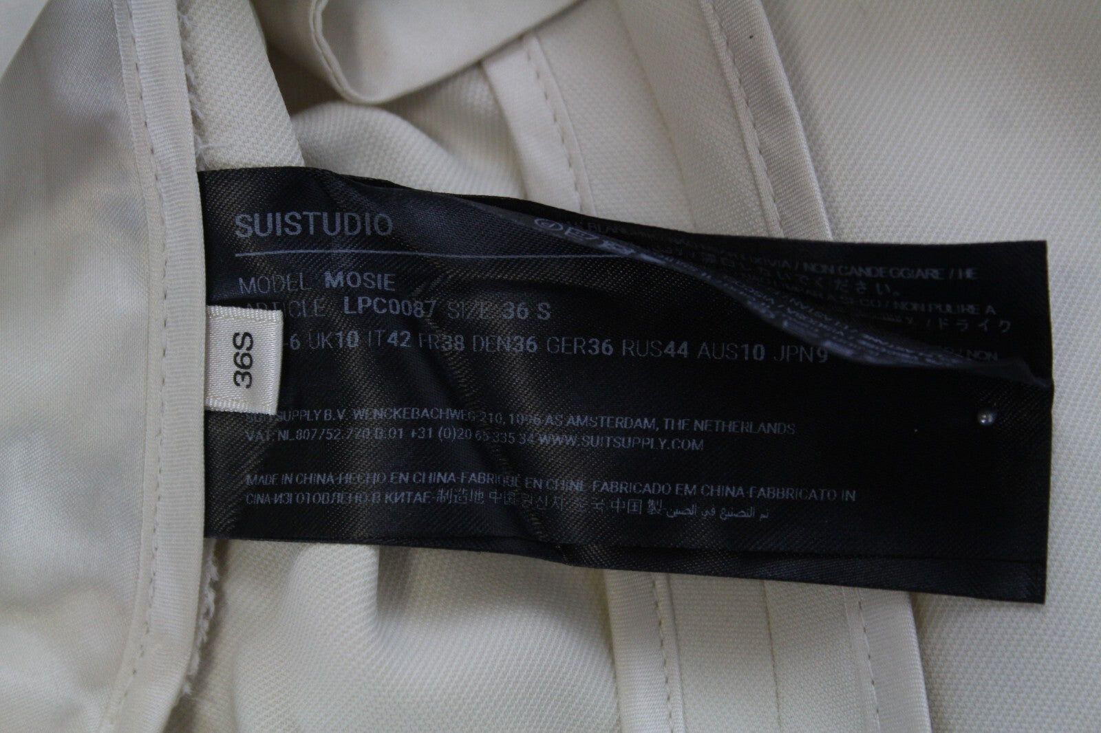 SUISTUDIO Mosie Blazer Women's UK10 Off-White Long Sleeve Cropped