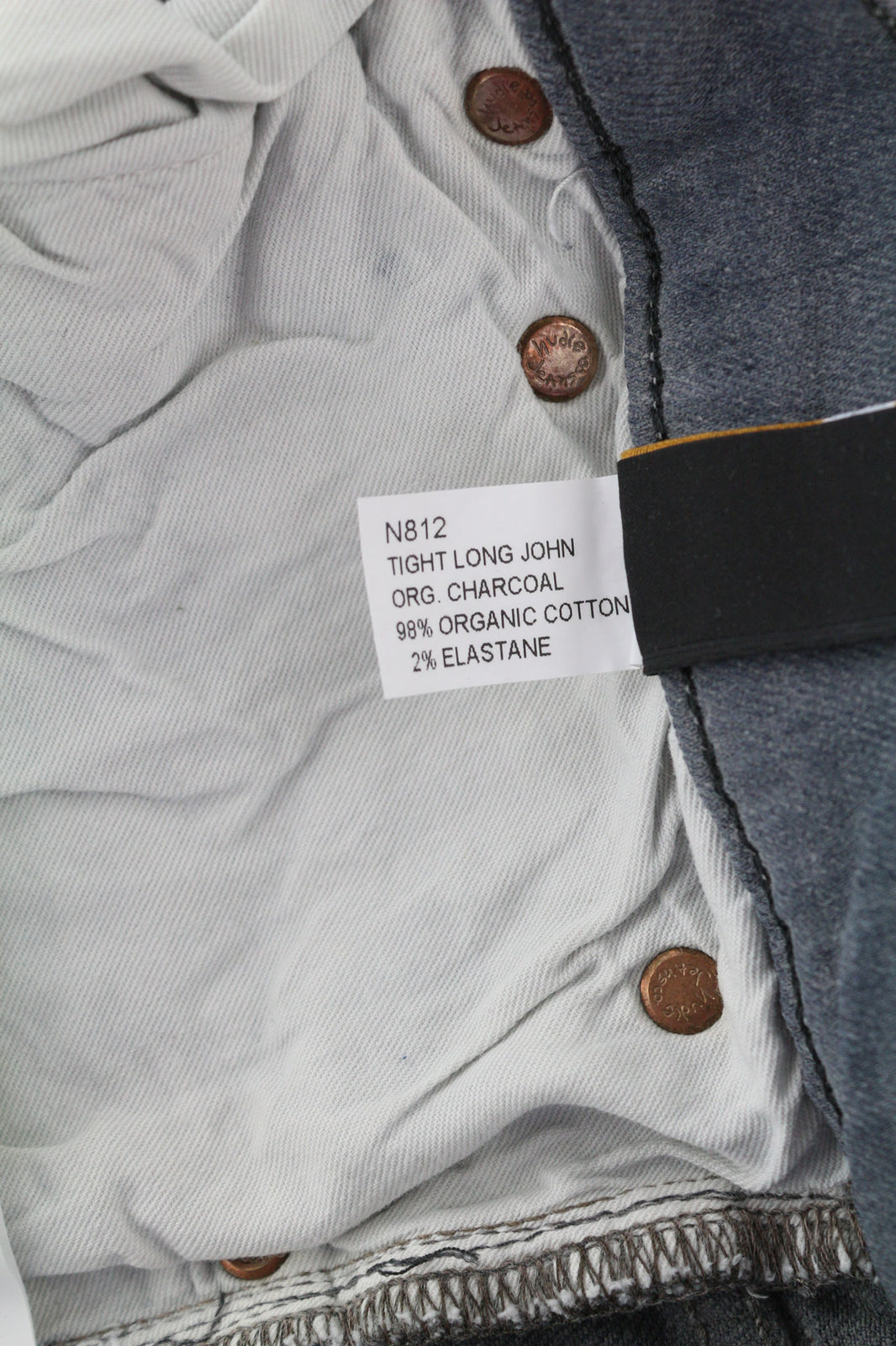 NUDIE JEANS Tight Long John Men Jeans W33/L34 Organic Charcoal Slim Fit Zip Fly