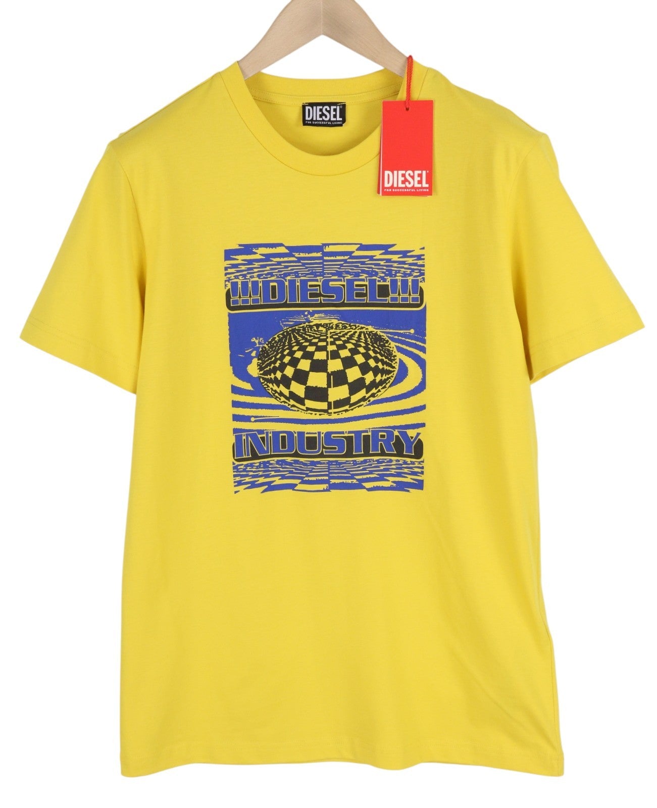 DIESEL T-Diegor-K50 Men T-Shirt M Yellow Short Sleeved Crew Collar Tricot Cotton