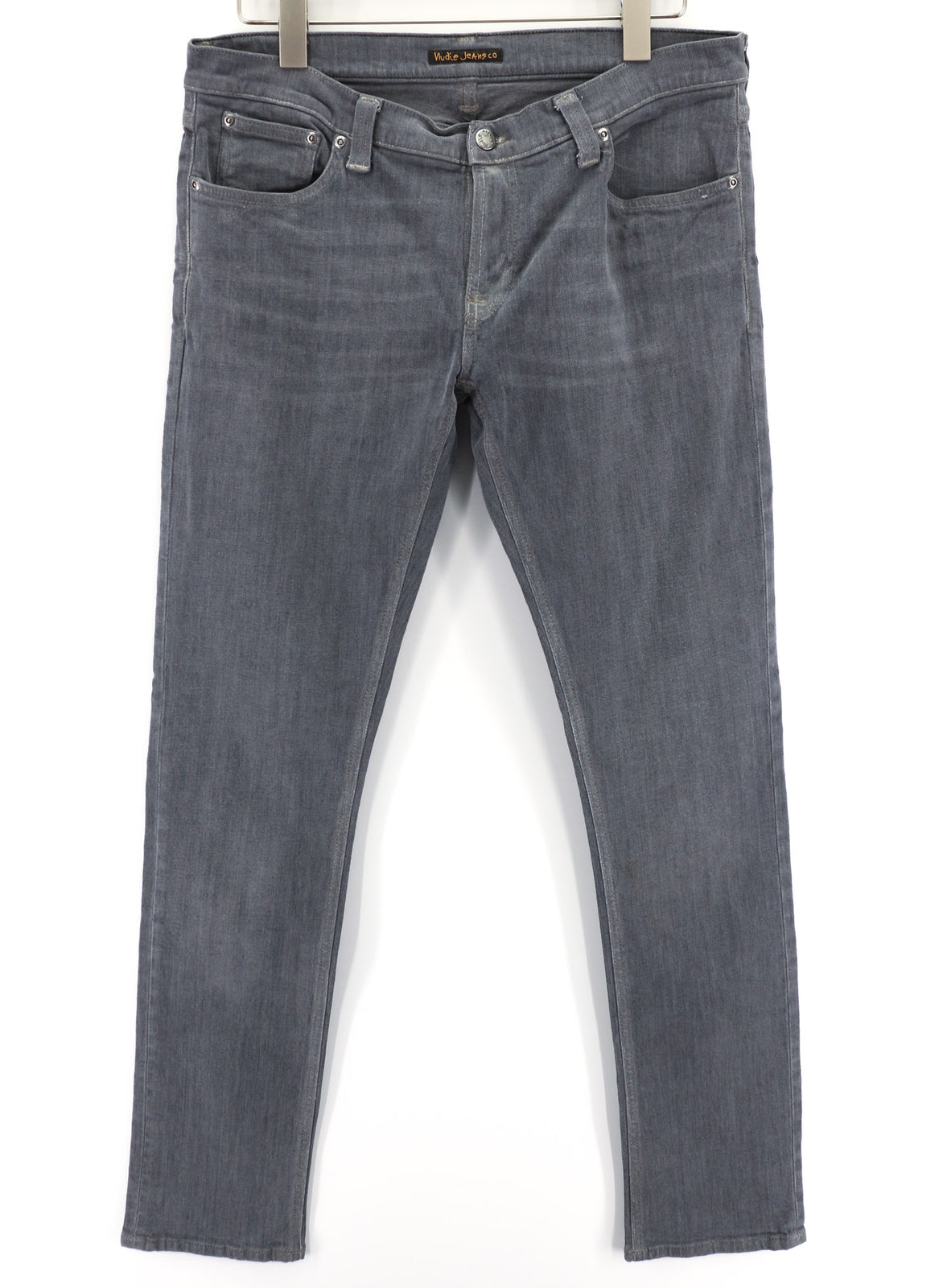 NUDIE JEANS Tight Long John Men Jeans W34/L34 Organic Charcoal Slim Fit Logo