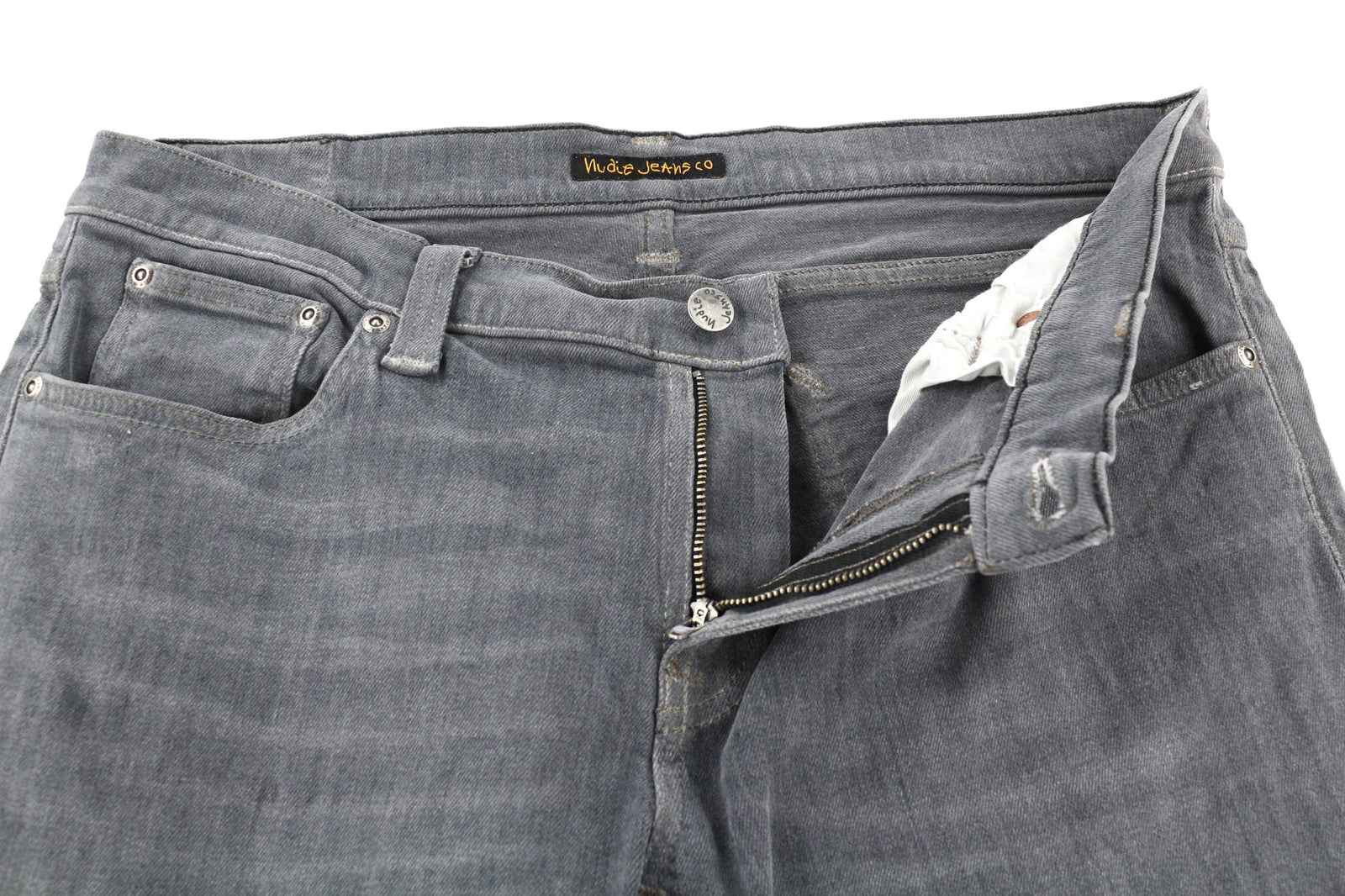 NUDIE JEANS Tight Long John Men Jeans W34/L34 Organic Charcoal Slim Fit Logo