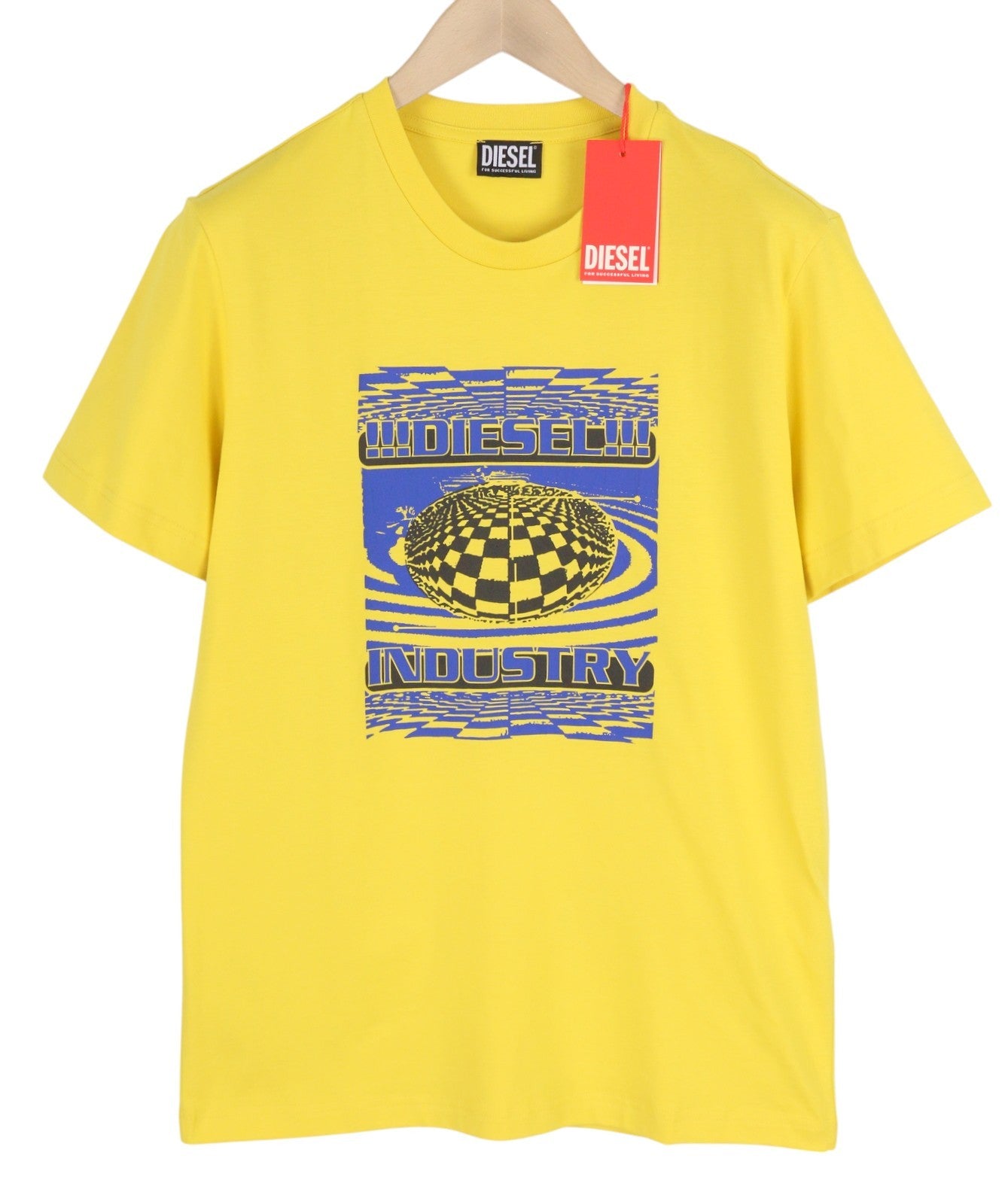 DIESEL T-Diegor-K50 Men T-Shirt M Yellow Short Sleeved Crew Neck Tricot Cotton