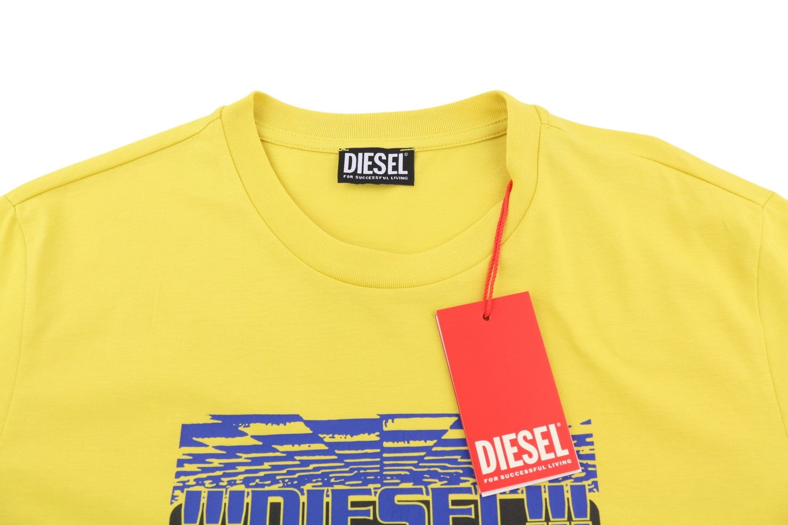 DIESEL T-Diegor-K50 Men T-Shirt M Yellow Short Sleeved Crew Neck Tricot Cotton