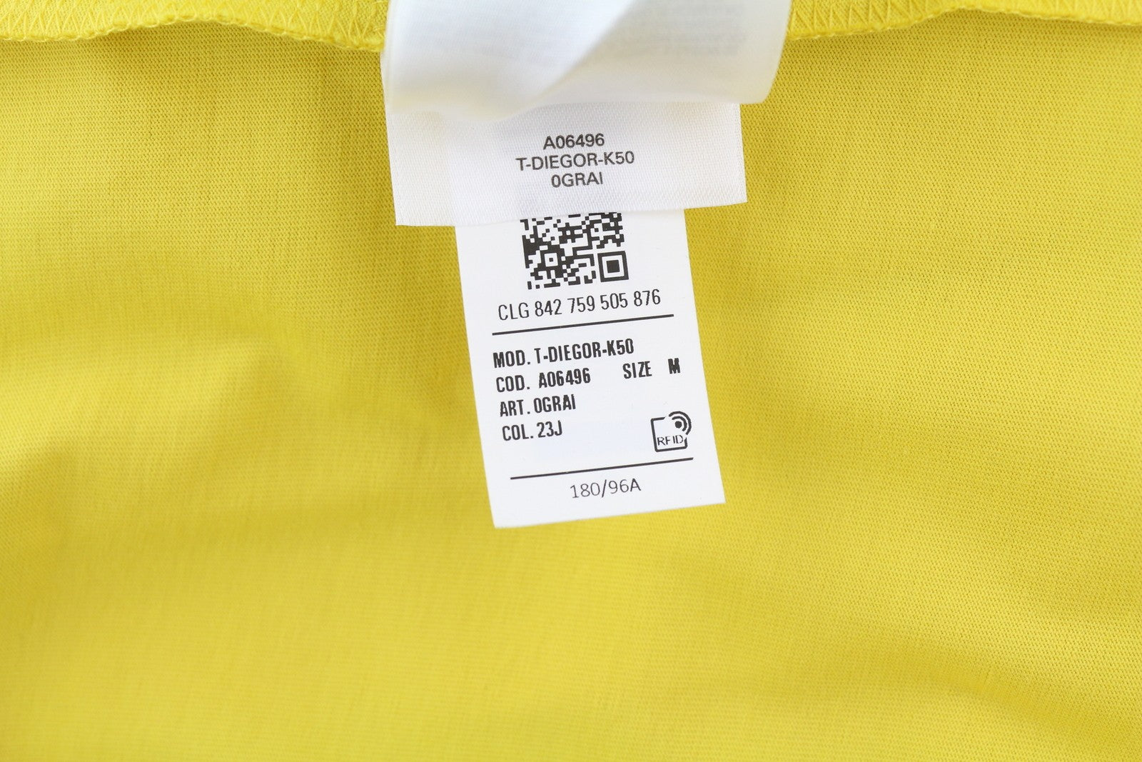 DIESEL T-Diegor-K50 Men T-Shirt M Yellow Short Sleeved Crew Neck Tricot Cotton