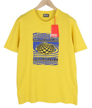 DIESEL T-Diegor-K50 Men T-Shirt XL Yellow Short Sleeved Crew Neck Tricot Cotton