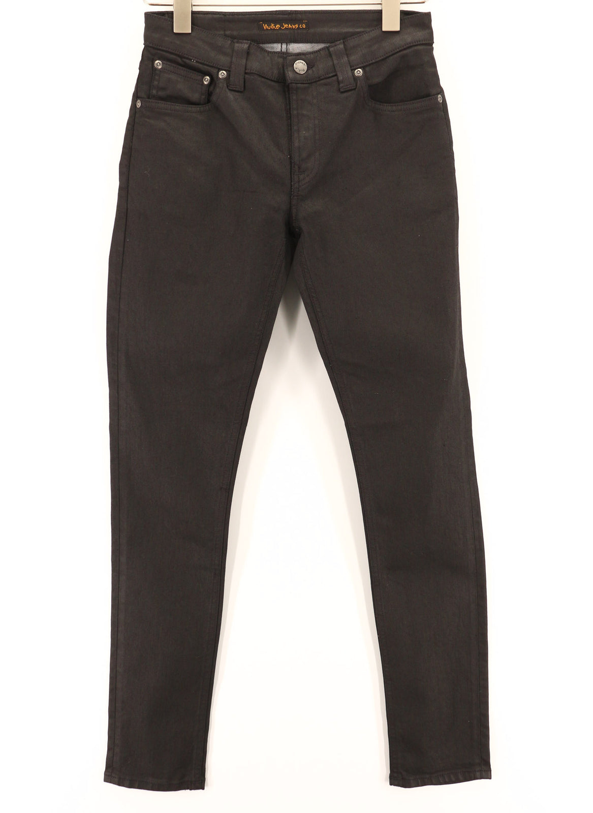 NUDIE JEANS Skinny Lin Men Jeans W29/L32 Black In Black Organic Cotton Coated