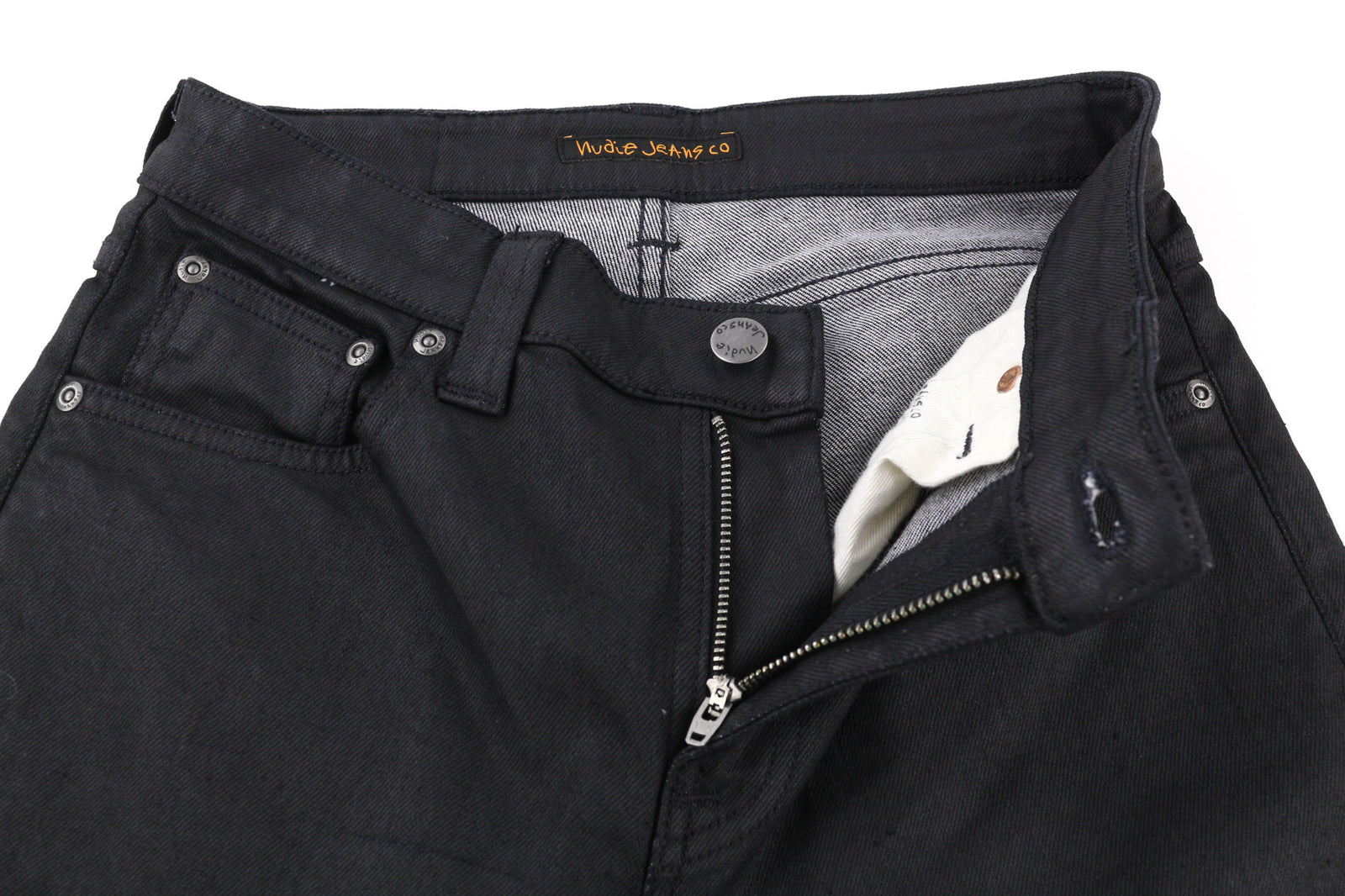 NUDIE JEANS Skinny Lin Men Jeans W29/L32 Black In Black Organic Cotton Coated