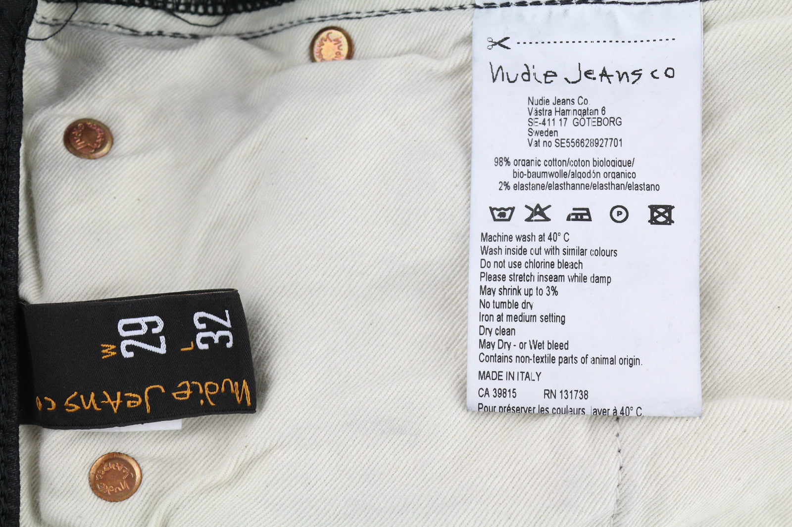 NUDIE JEANS Skinny Lin Men Jeans W29/L32 Black In Black Organic Cotton Coated