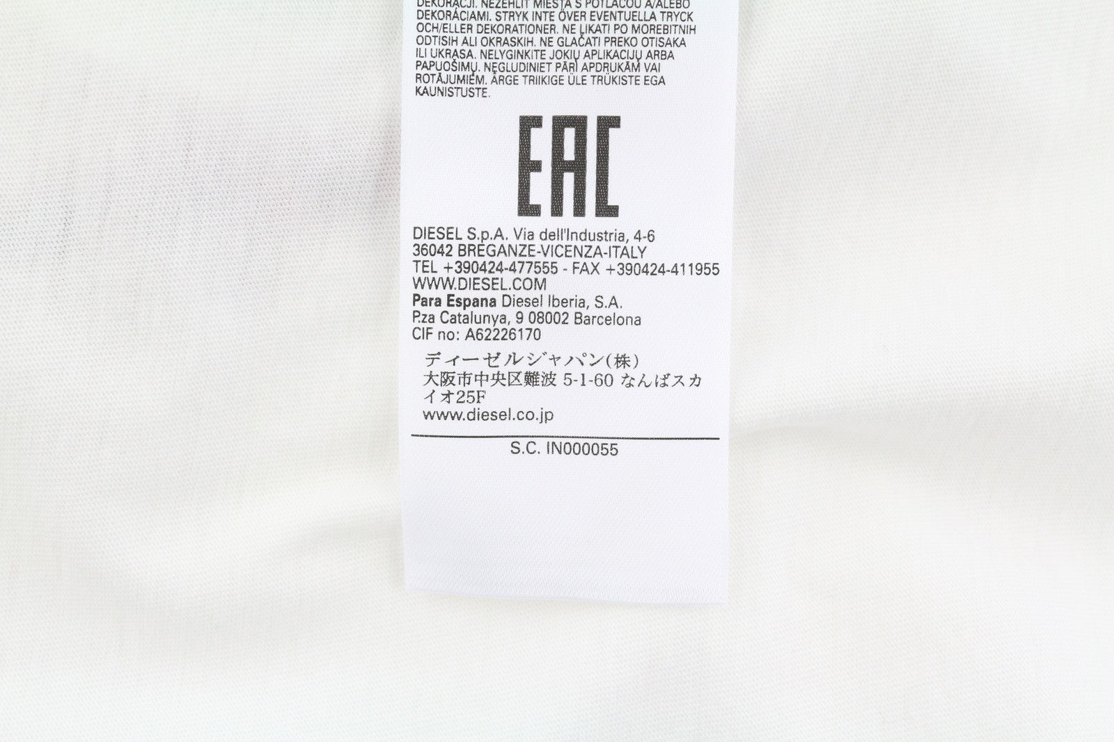 DIESEL T-Diegor-E2 Men T-Shirt L White Short Sleeved Crew Tricot Cotton Logo