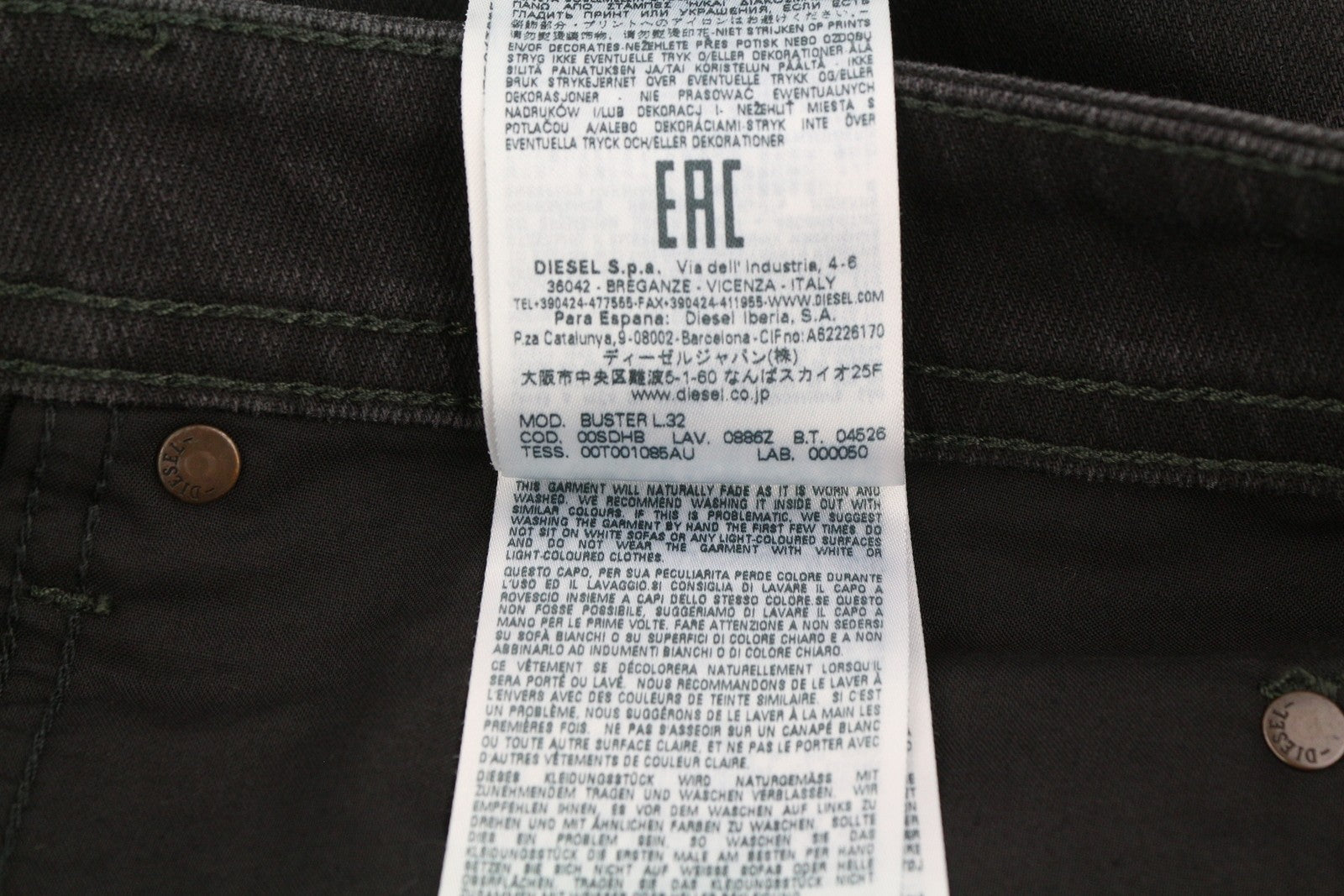 DIESEL Buster 0886Z Men Jeans W38/L32 Regular Slim Tapered Fit Buttoned Dark