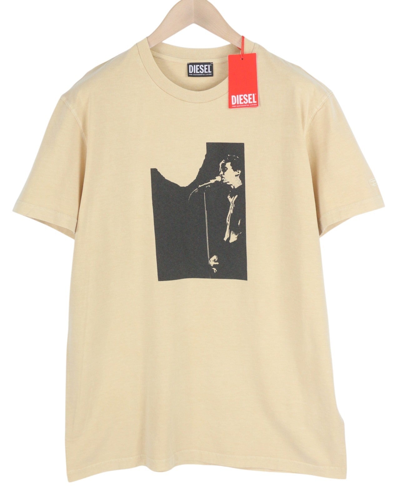 DIESEL T-Diegor-C2 Men's T-Shirt 2XL Beige Short Sleeve Crew Neck Tricot Printed