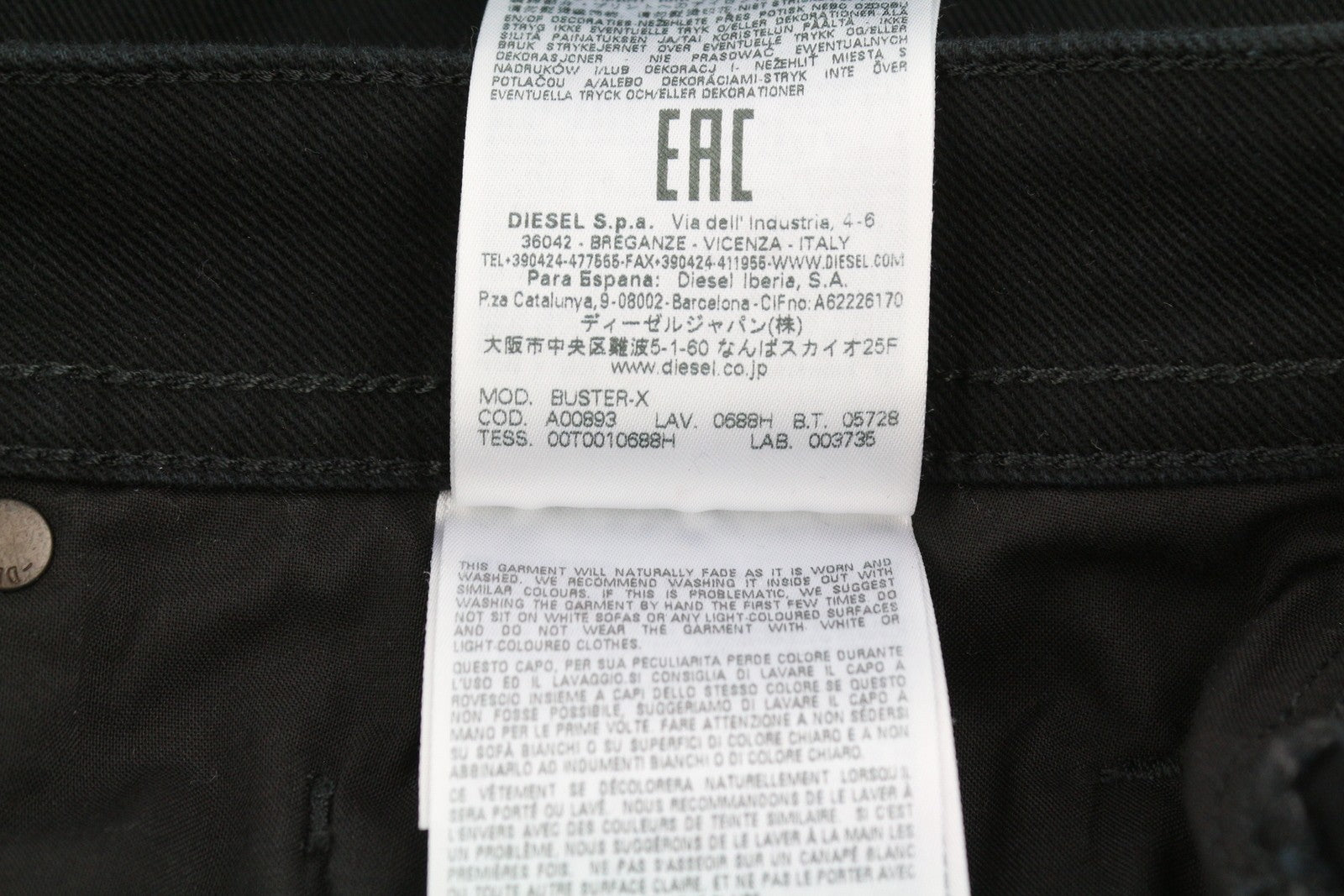 DIESEL Buster 0688H Men Jeans W31/L32 Tapered Fit Buttoned Pockets Denim Black