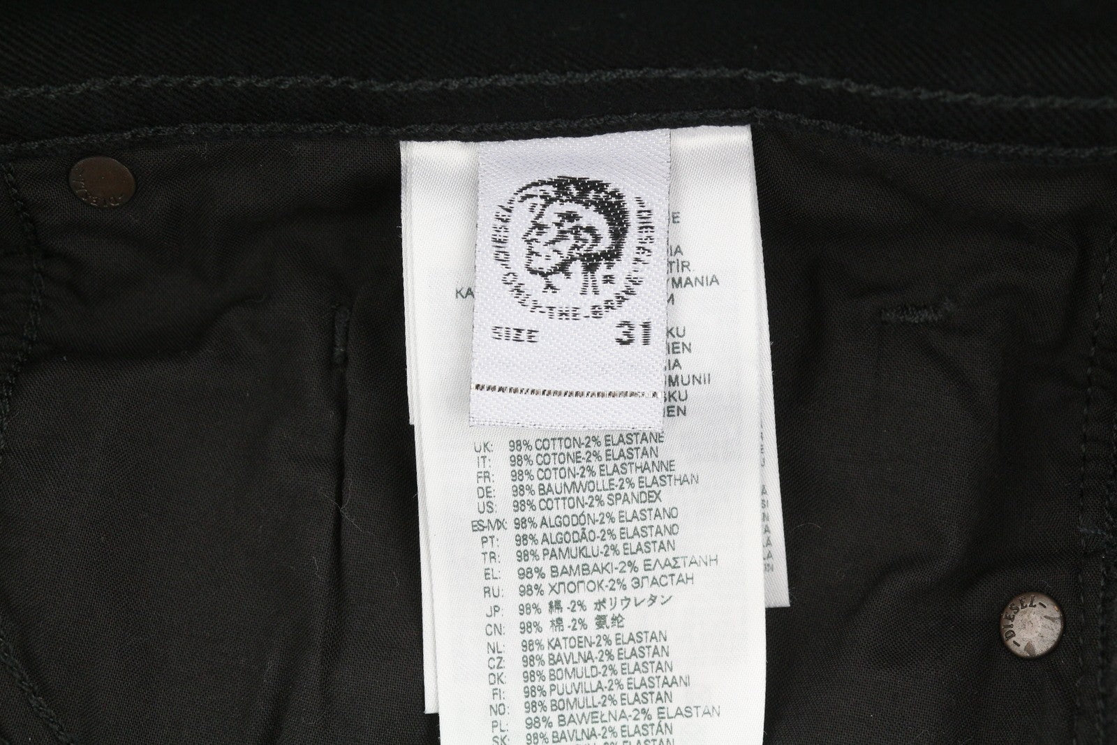 DIESEL Buster 0688H Men Jeans W31/L32 Tapered Fit Buttoned Pockets Denim Black