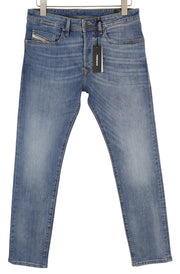DIESEL Buster RM046 Men Jeans W30/L32 Tapered Fit Stretch Buttoned Washed Blue