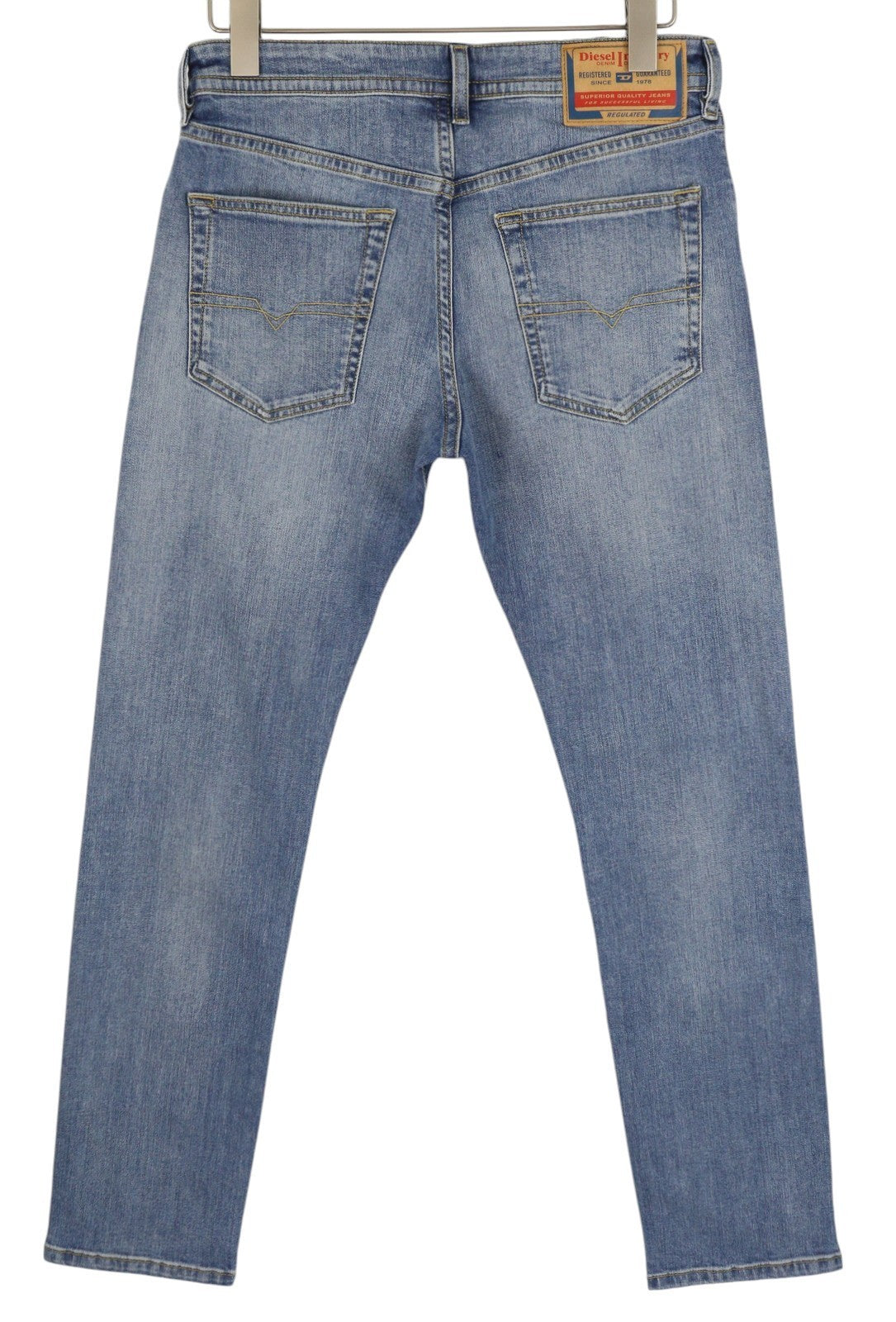 DIESEL Buster RM046 Men Jeans W30/L32 Tapered Fit Stretch Buttoned Washed Blue