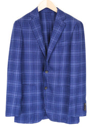 SUITSUPPLY Havana Men's Blazer UK36R Checked Blue Wool Silk Linen Slim Fit