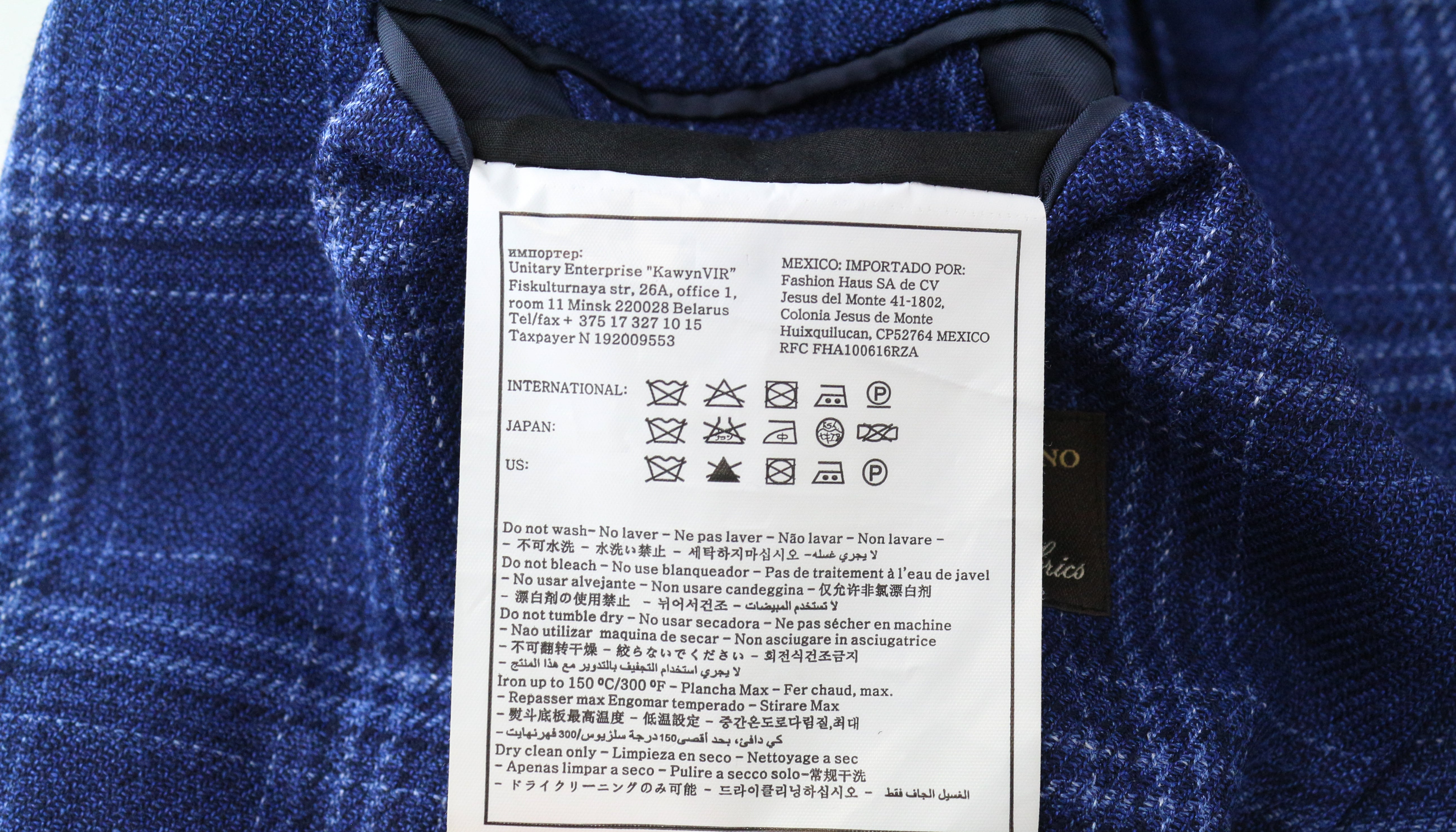 SUITSUPPLY Havana Men's Blazer UK36R Checked Blue Wool Silk Linen Slim Fit