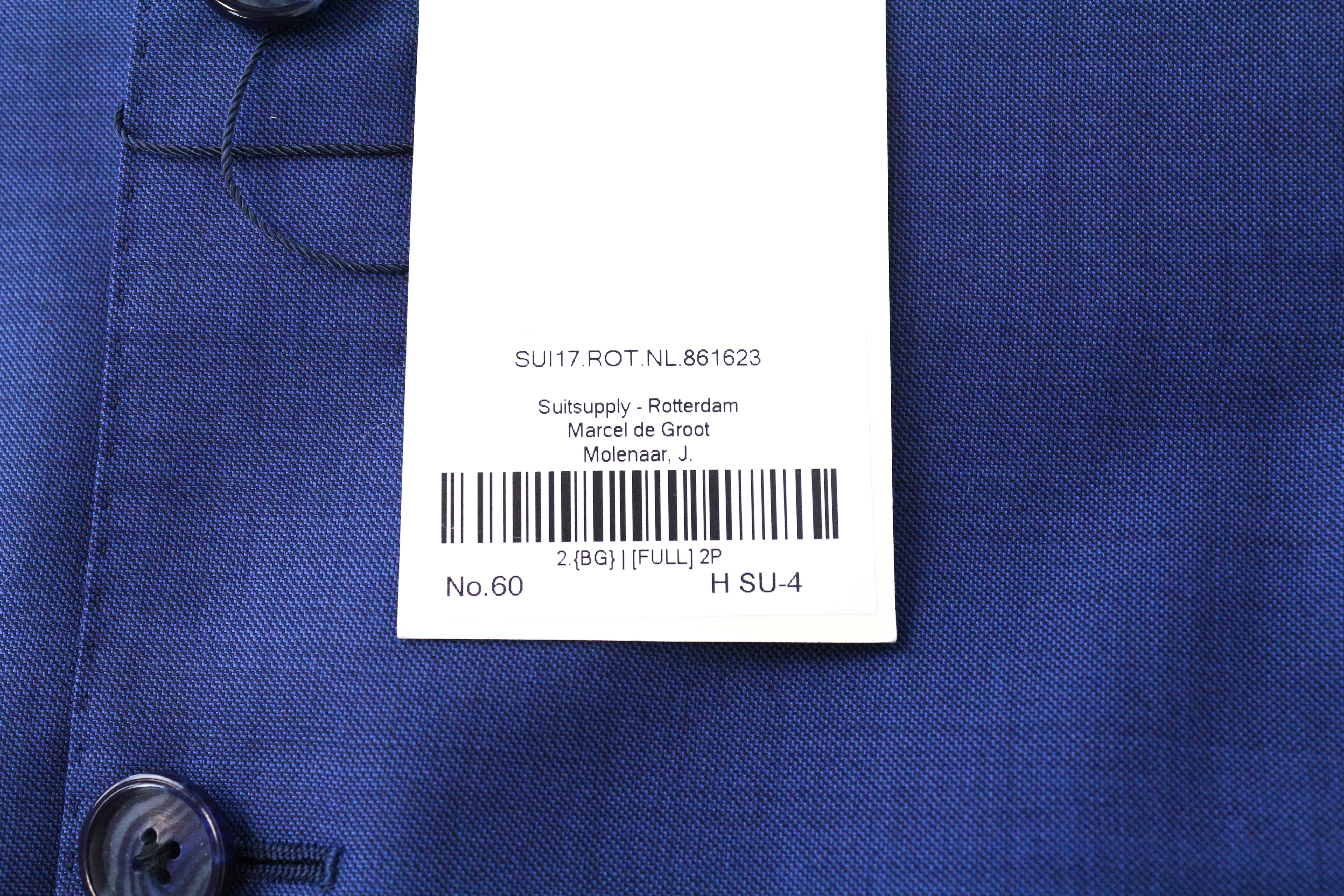 SUITSUPPLY Lazio UK52S vyriškas mėlynas švarkas su vilnoniu pamušalu ir sagomis 