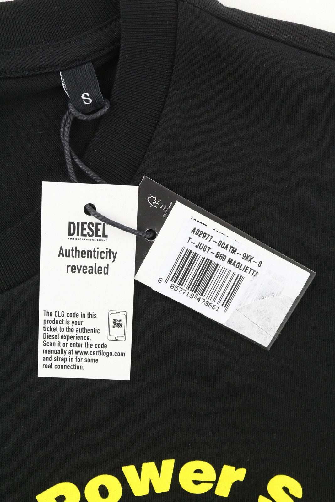 DIESEL T-Just-B60 Men T-Shirt S Black Short Sleeve Crew Neck Tricot Pattern