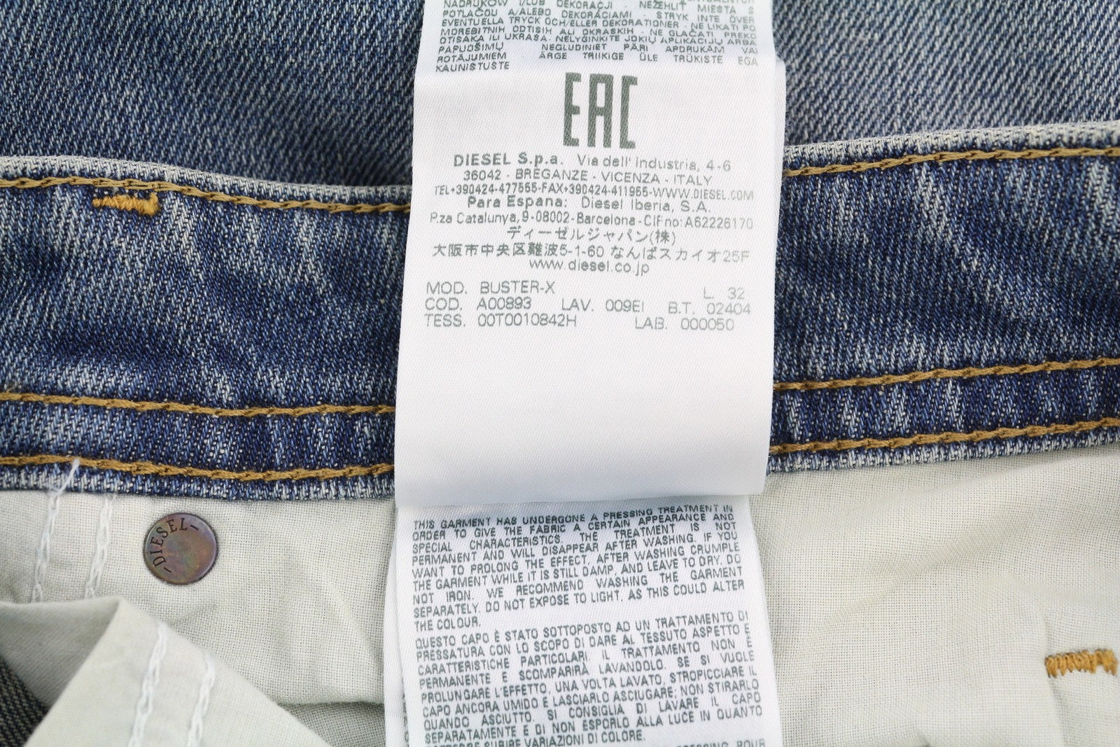 DIESEL Buster 009EI Men Jeans W31/L32 Tapered Fit Buttoned Washed Blue Denim