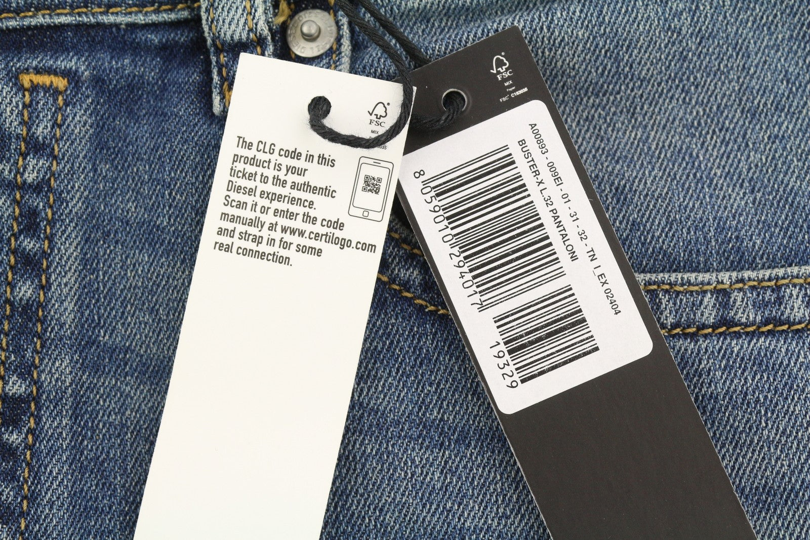 DIESEL Buster 009EI Men Jeans W31/L32 Tapered Fit Buttoned Washed Blue Denim