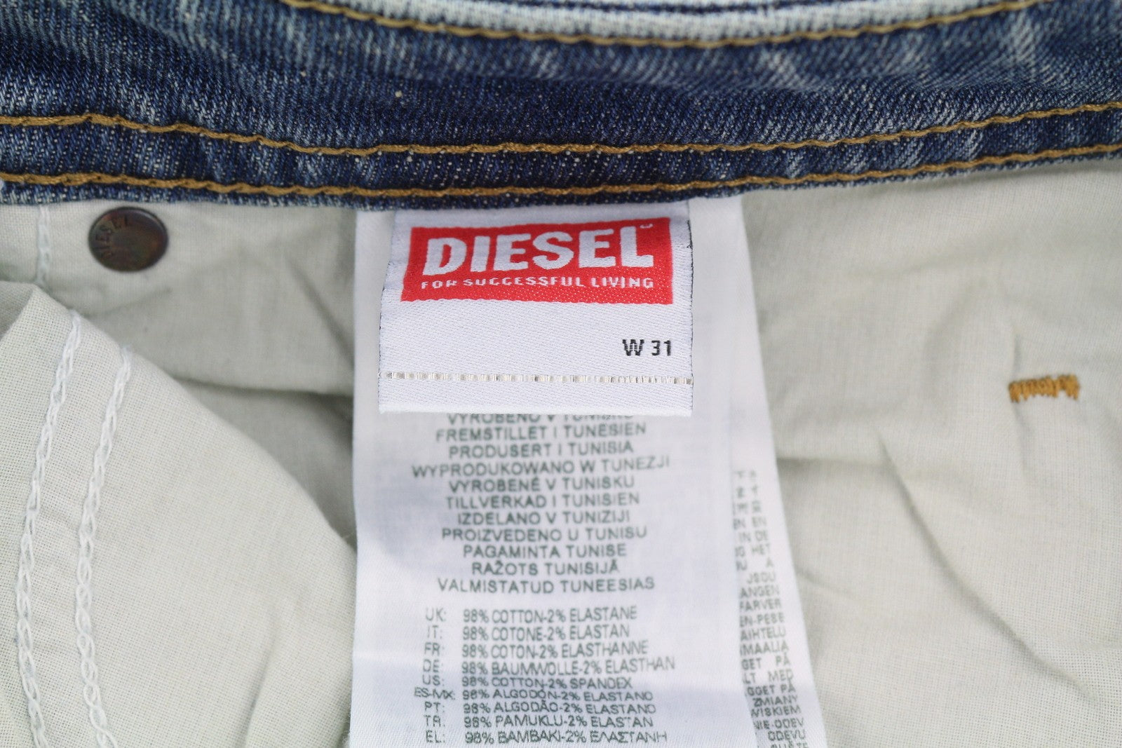 DIESEL Buster 009EI Men Jeans W31/L32 Tapered Fit Buttoned Washed Blue Denim