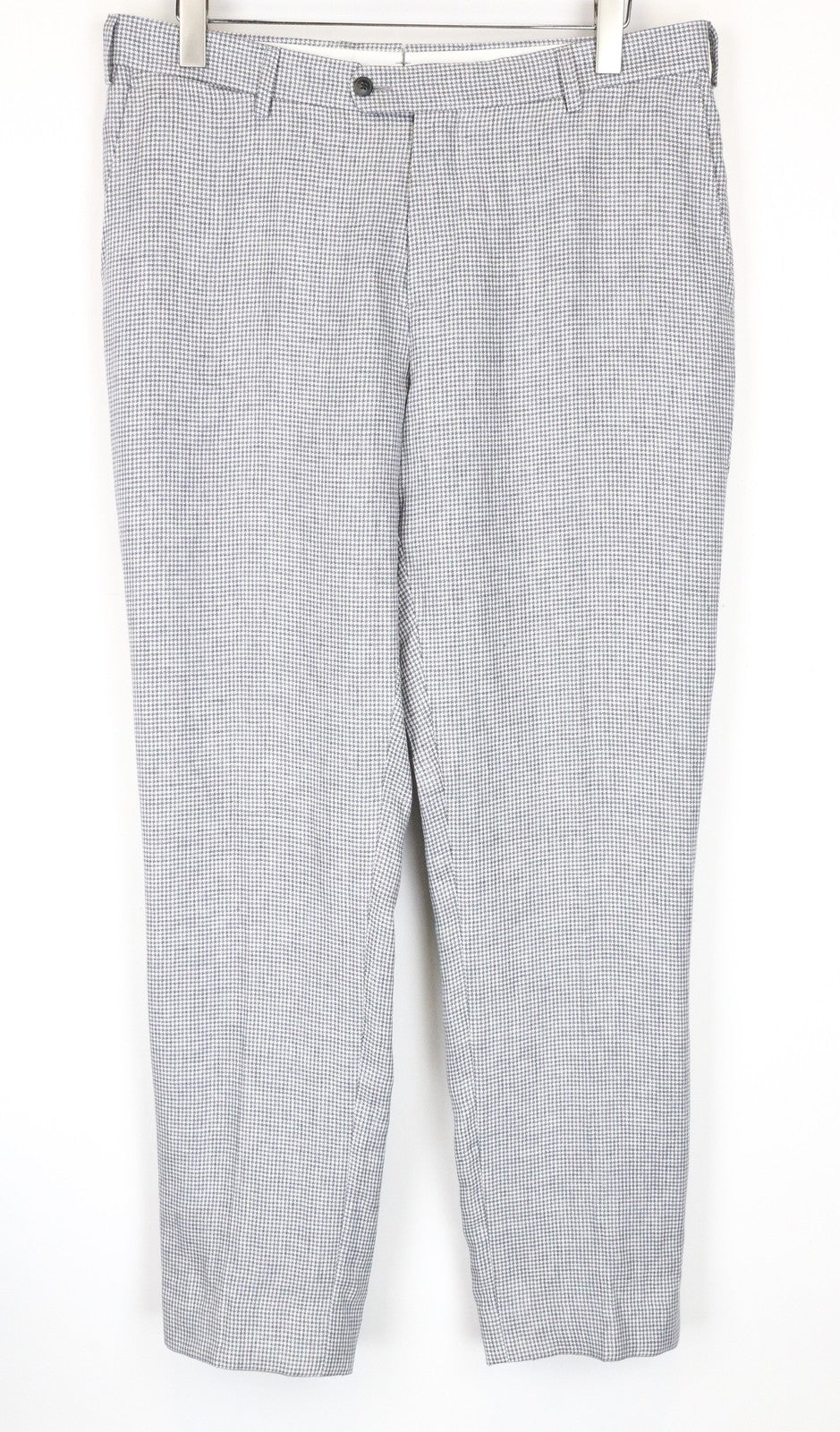 SUITSUPPLY Brescia UK42S Men's Trousers Grey Linen Pleated Patterned Pants