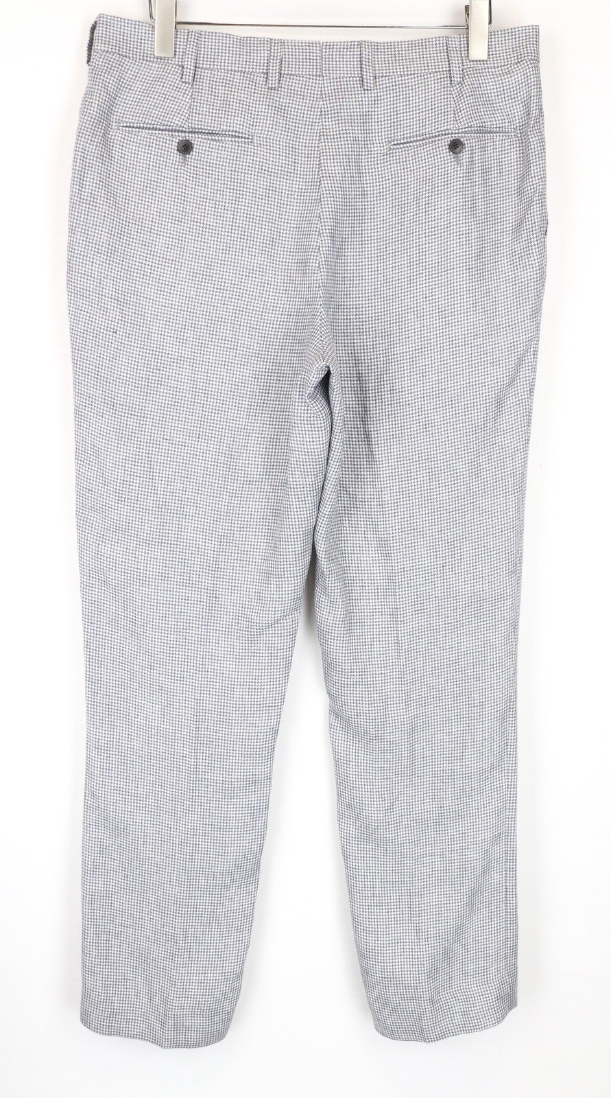 SUITSUPPLY Brescia UK42S Men's Trousers Grey Linen Pleated Patterned Pants