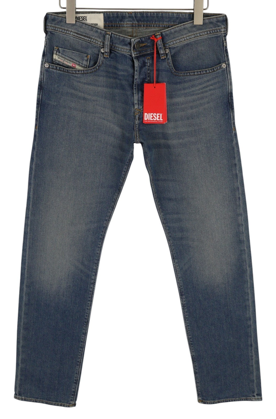 DIESEL Buster 009EI Men Jeans W32/L32 Tapered Fit Buttoned Washed Blue Denim