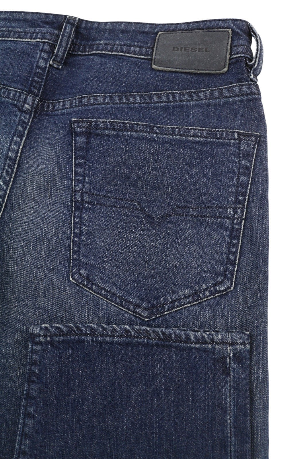 DIESEL Buster 084TU Men Jeans W30/L32 Tapered Fit Stretch Buttoned Washed Blue