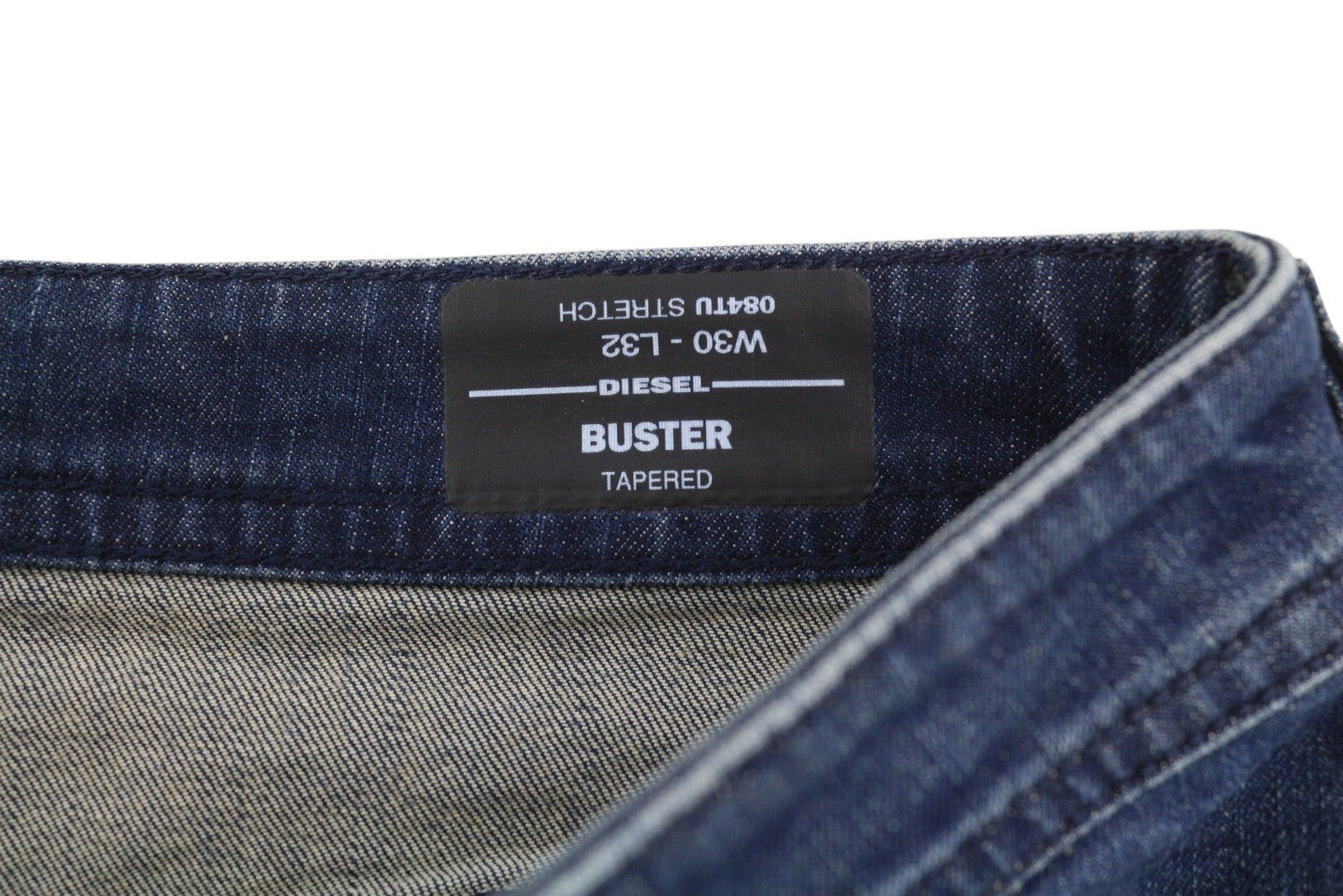DIESEL Buster 084TU Men Jeans W30/L32 Tapered Fit Stretch Buttoned Washed Blue