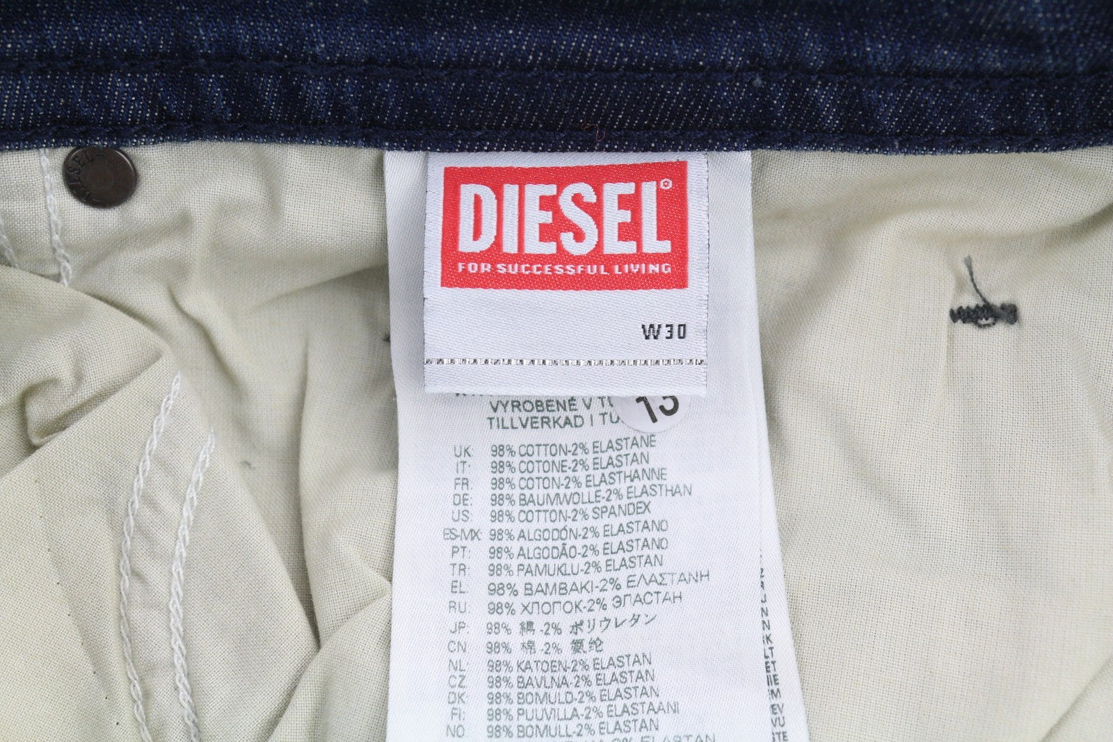 DIESEL Buster 084TU Men Jeans W30/L32 Tapered Fit Stretch Buttoned Washed Blue