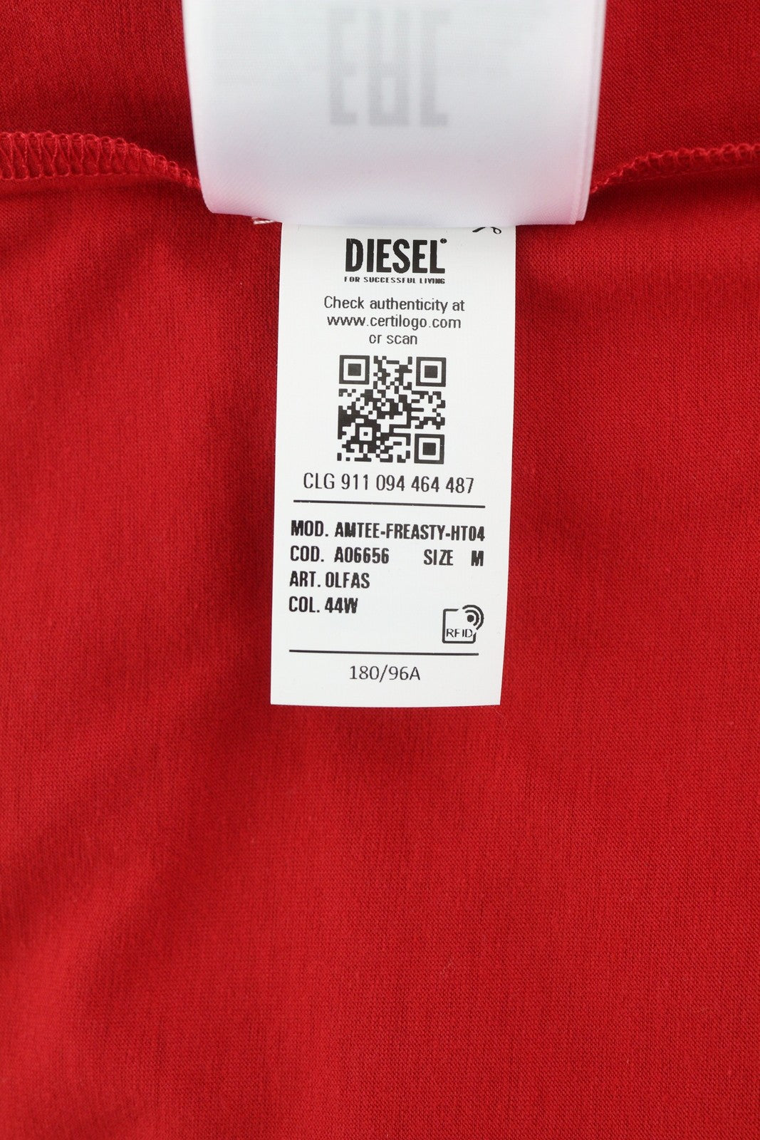 DIESEL Amtee-Freasty-HT04 Men's T-Shirt M Sport Short Sleeve Crew Neck Logo Red