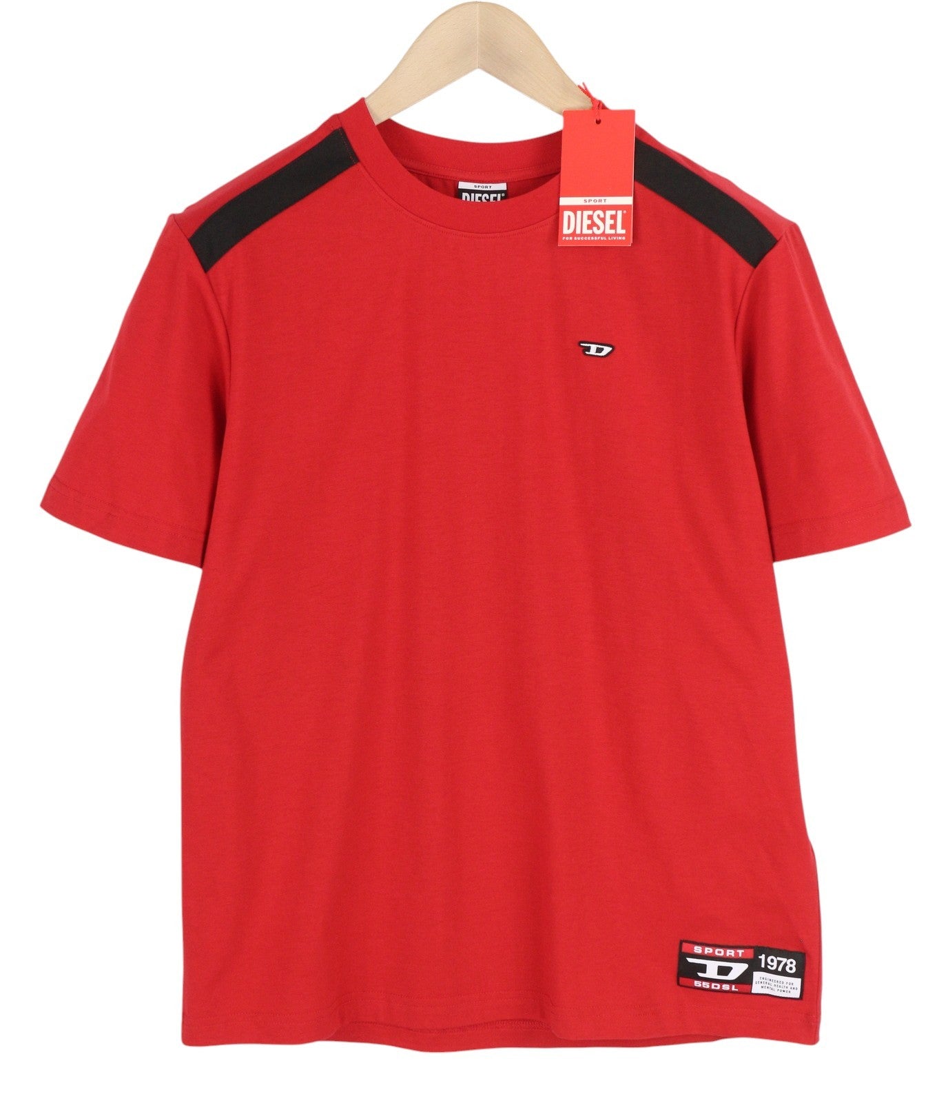 DIESEL Amtee-Freasty-HT04 Men's T-Shirt M Sport Short Sleeve Crew Neck Logo Red