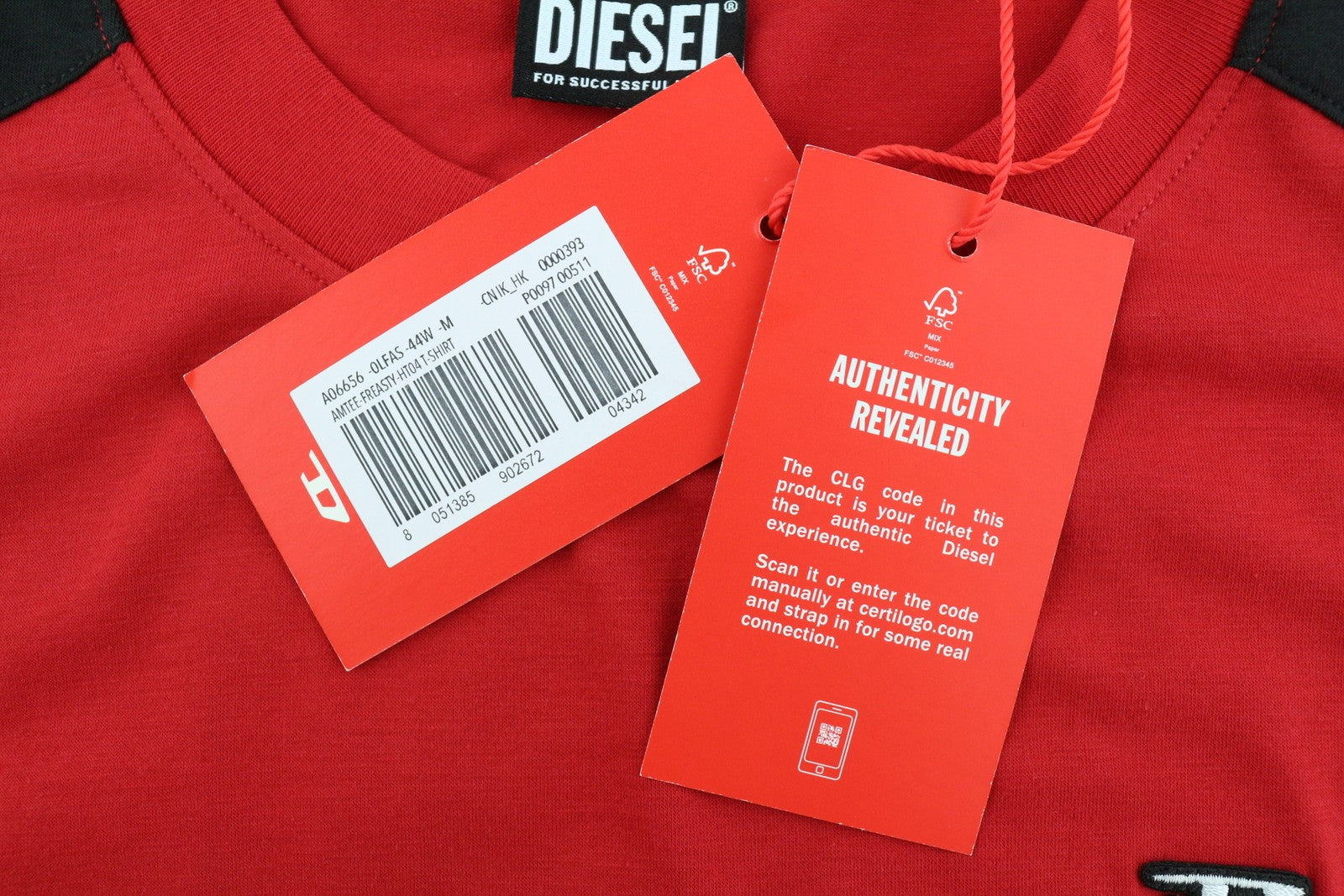 DIESEL Amtee-Freasty-HT04 Men's T-Shirt M Sport Short Sleeve Crew Neck Logo Red