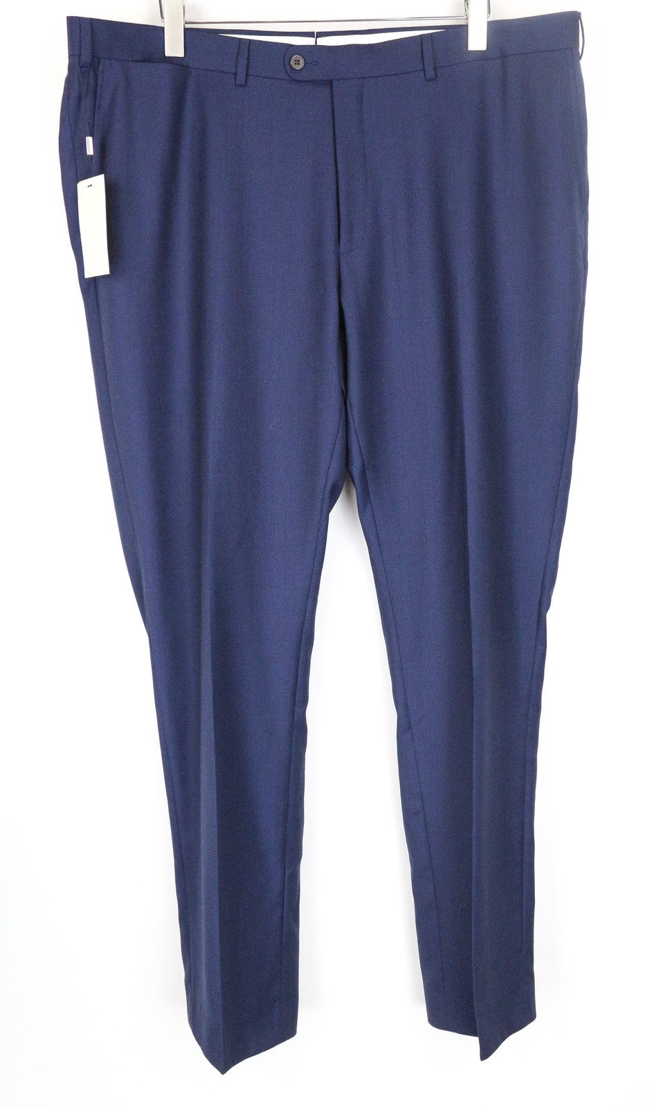 SUITSUPPLY Brescia UK46L Wool Trousers Men's Blue Lined Pleated Formal Pants