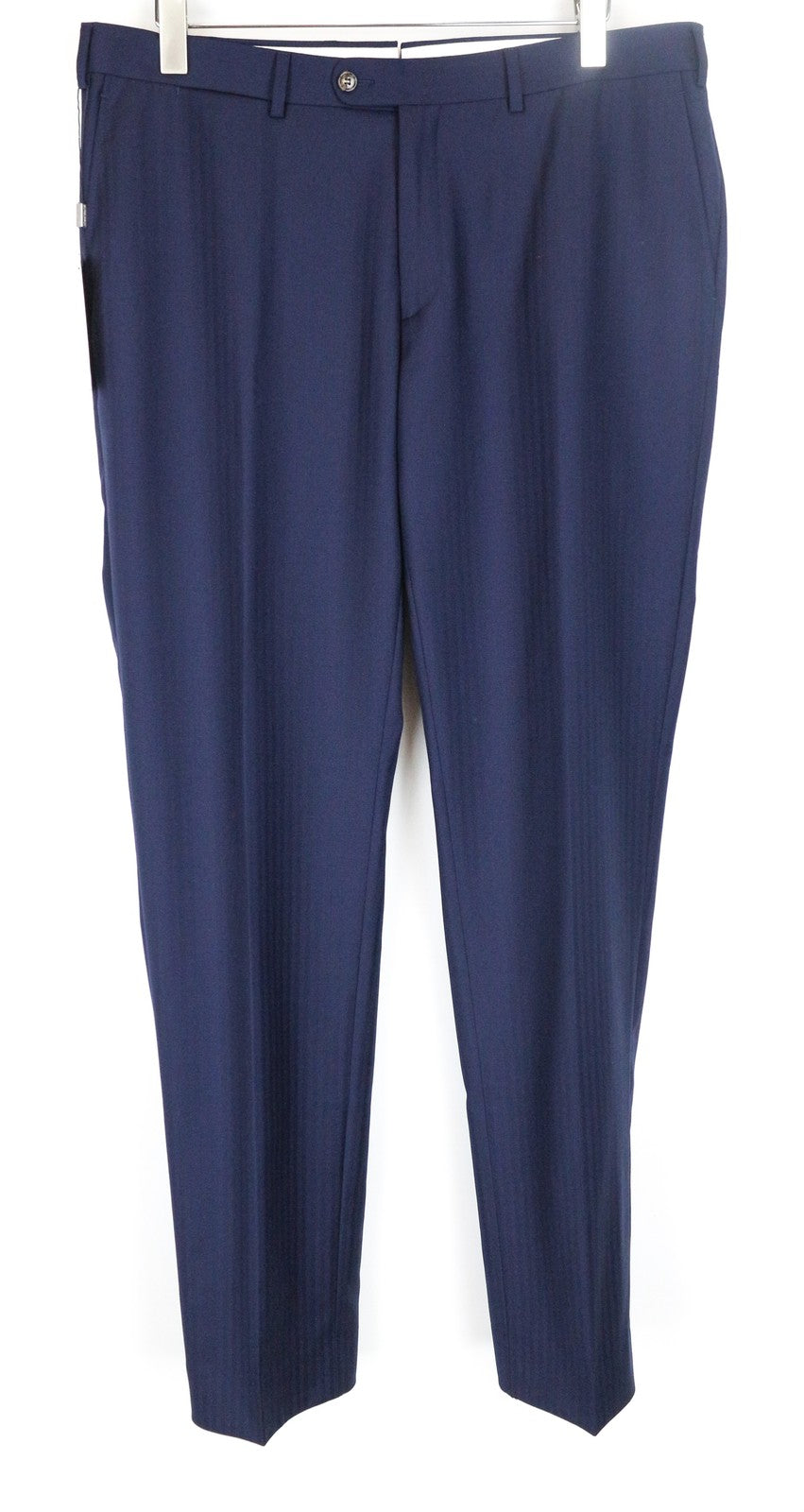 SUITSUPPLY Brescia UK44R Men's Wool Trousers Blue Pleated Lined Striped