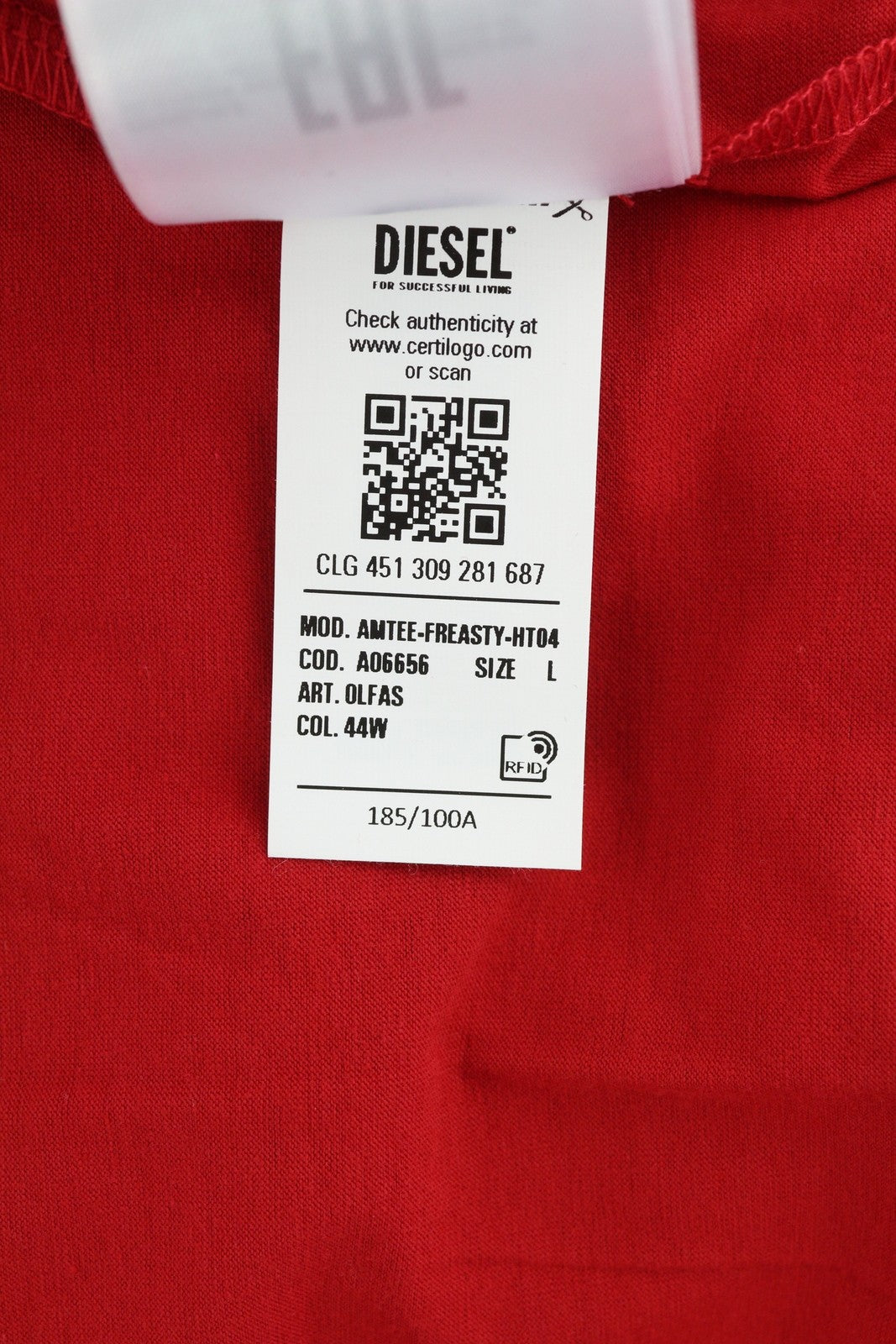 DIESEL Amtee-Freasty-HT04 Men T-Shirt L Sport Short Sleeved Crew Neck Logo Red