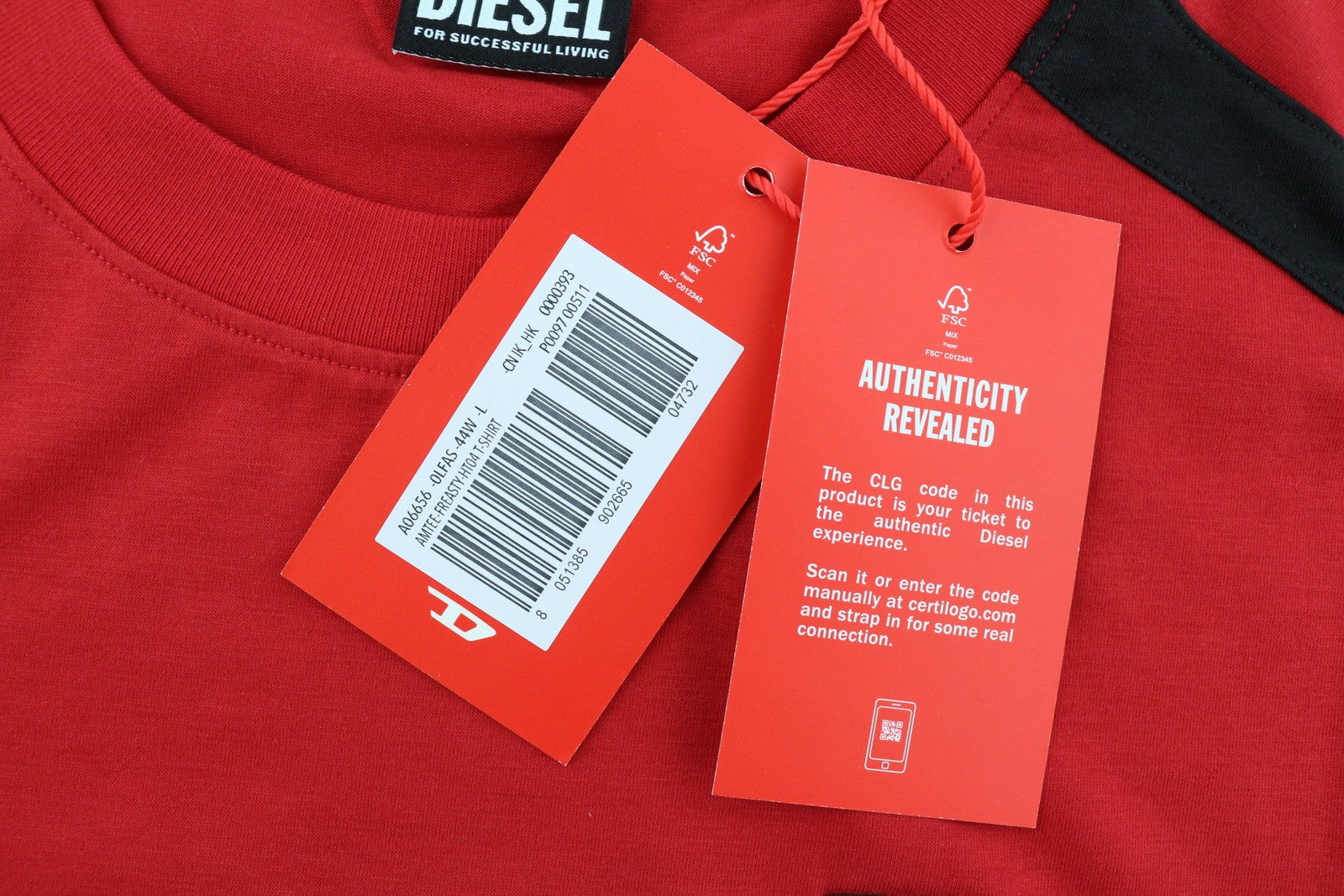 DIESEL Amtee-Freasty-HT04 Men T-Shirt L Sport Short Sleeved Crew Neck Logo Red