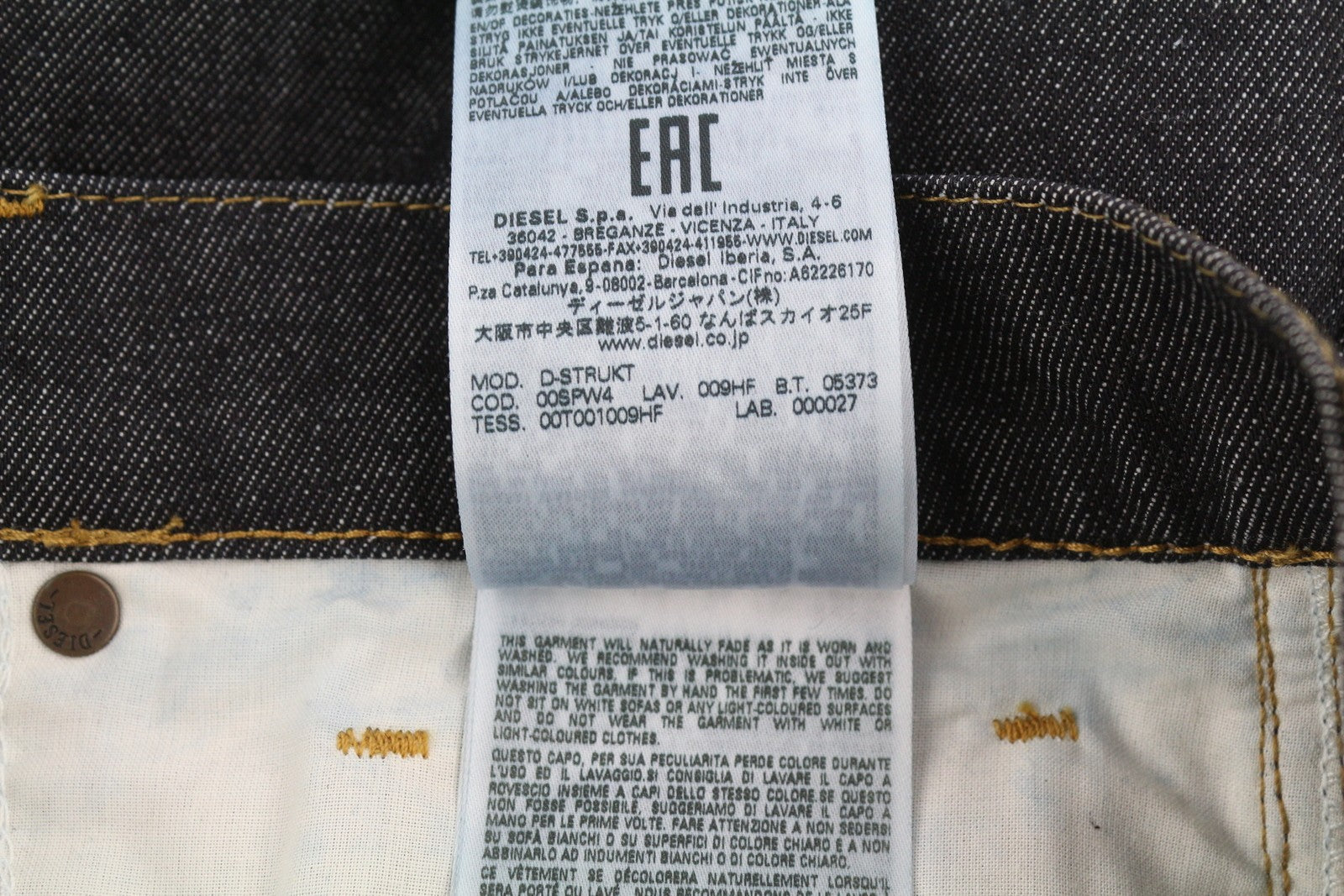 DIESEL D-Strukt 009HF Men Jeans W30/L30 Slim Stretch Zipper Dark Blue RRP€160