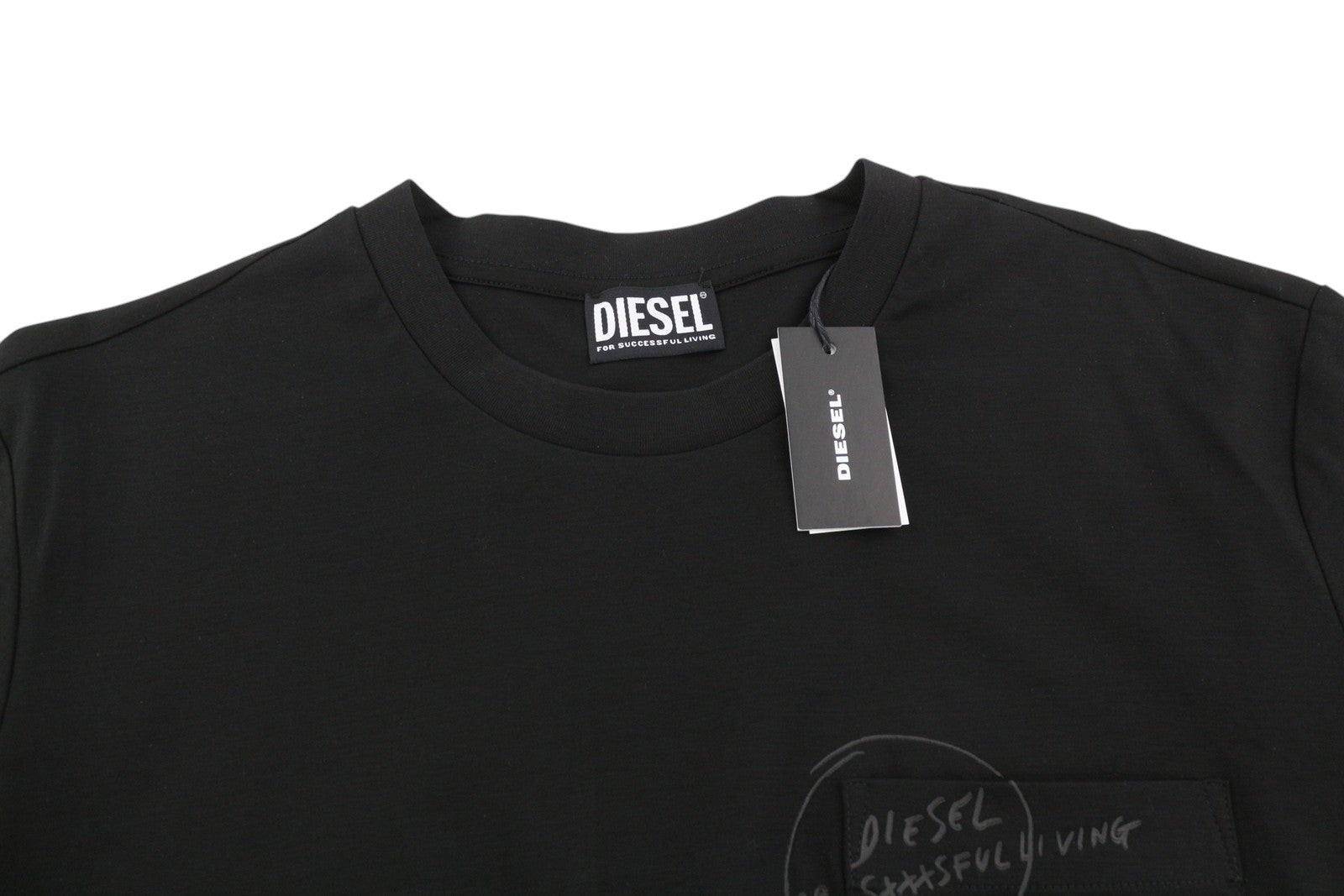 DIESEL T-Just-Worky Men's T-Shirt M Black Crew Neck Short Sleeve Cotton Tricot